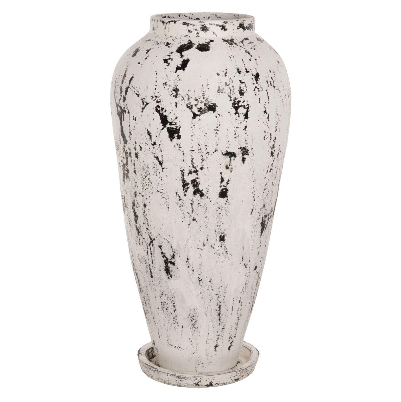 DECORATIVE FLOOR VASE WITH SAUCER-BASE LAUREL HM7937 TERRACOTTA IN WHITE PATINA Φ45x100Hcm. [3]