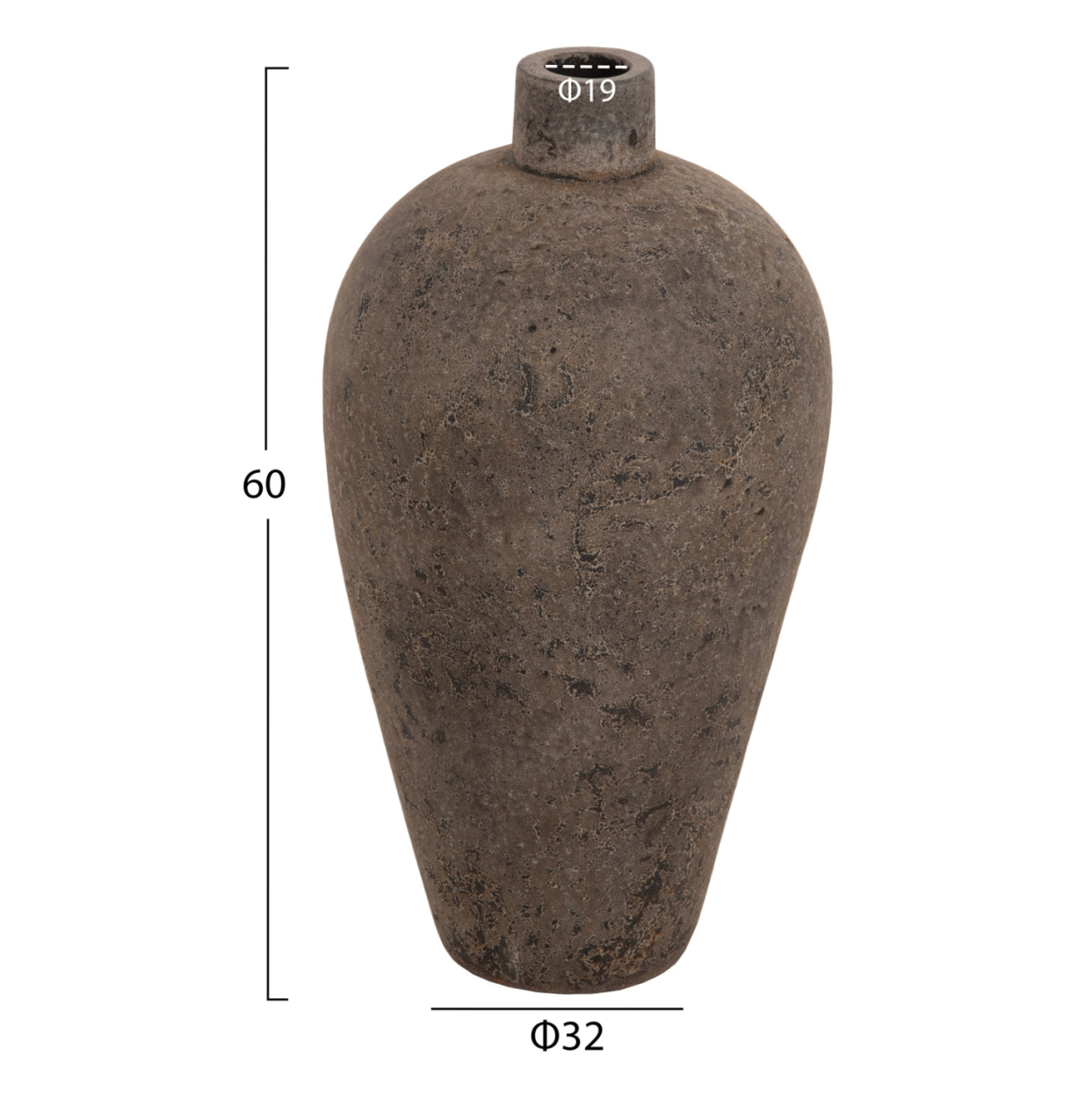 DECORATIVE FLOOR VASE ZATI HM7929 TERRACOTTA IN GREY COLORING Φ32x60Hcm. [2]