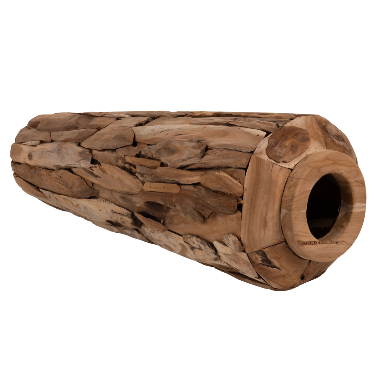DECORATIVE FLOOR VASE ZENIA ΗΜ7921 RECYCLED TEAK WOOD PIECES IN NATURAL COLOR Φ60x120Hcm. [4]