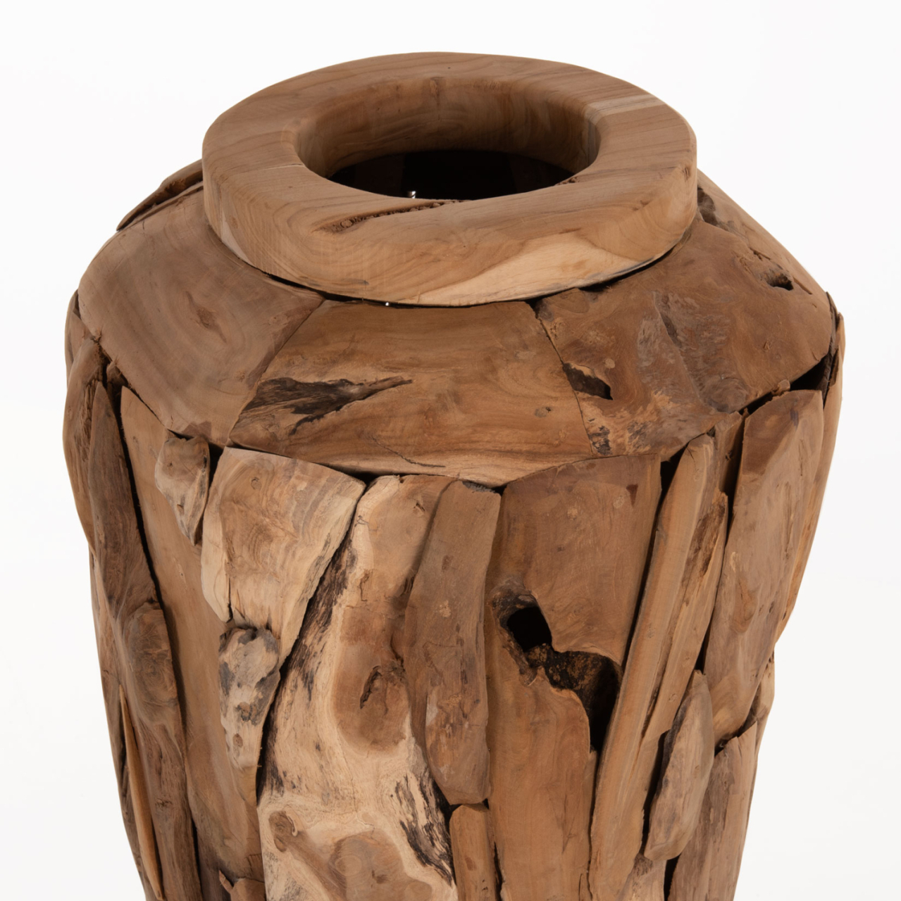 DECORATIVE FLOOR VASE ZENIA ΗΜ7921 RECYCLED TEAK WOOD PIECES IN NATURAL COLOR Φ60x120Hcm. [5]