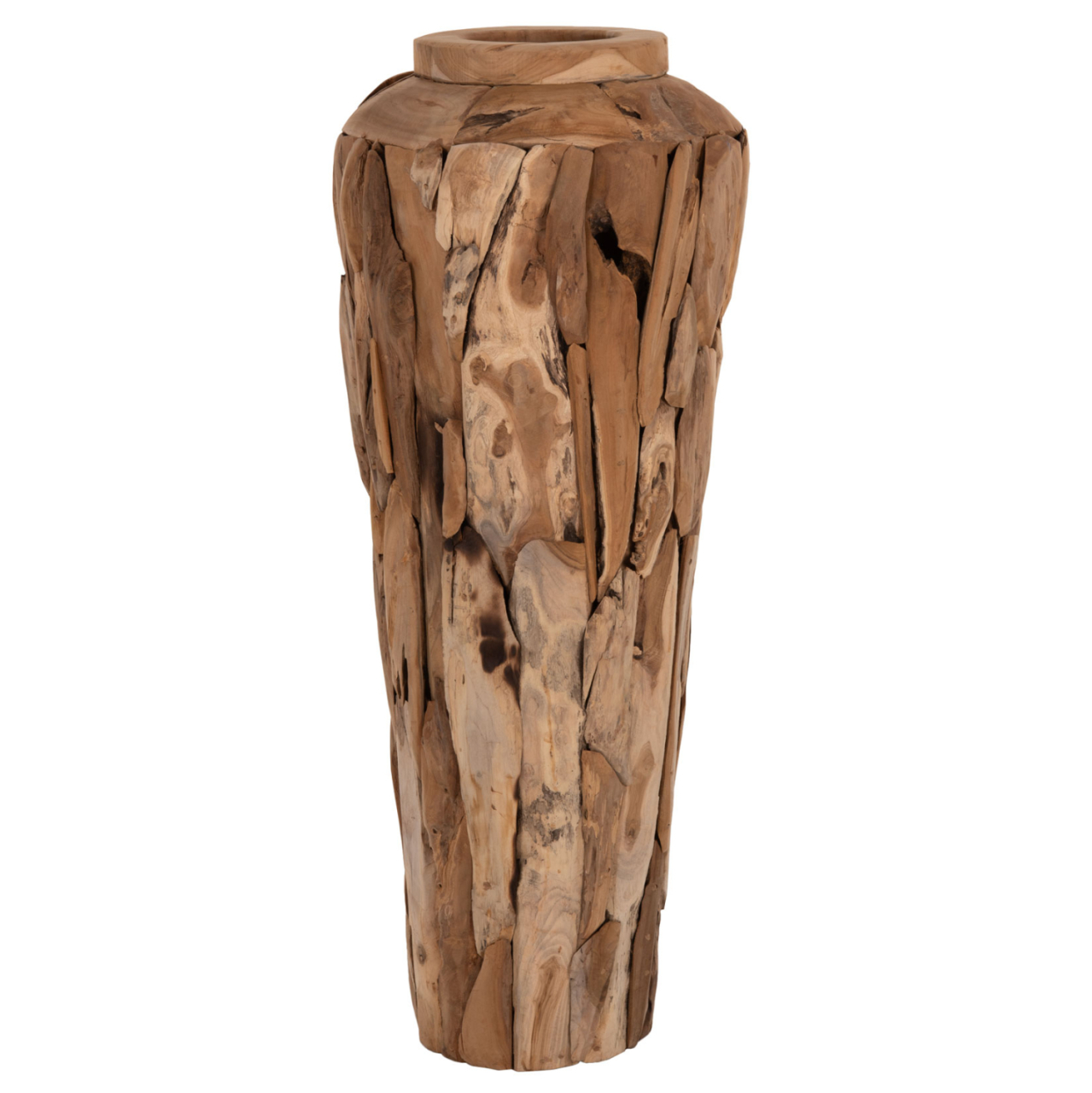 DECORATIVE FLOOR VASE ZENIA ΗΜ7921 RECYCLED TEAK WOOD PIECES IN NATURAL COLOR Φ60x120Hcm. [3]