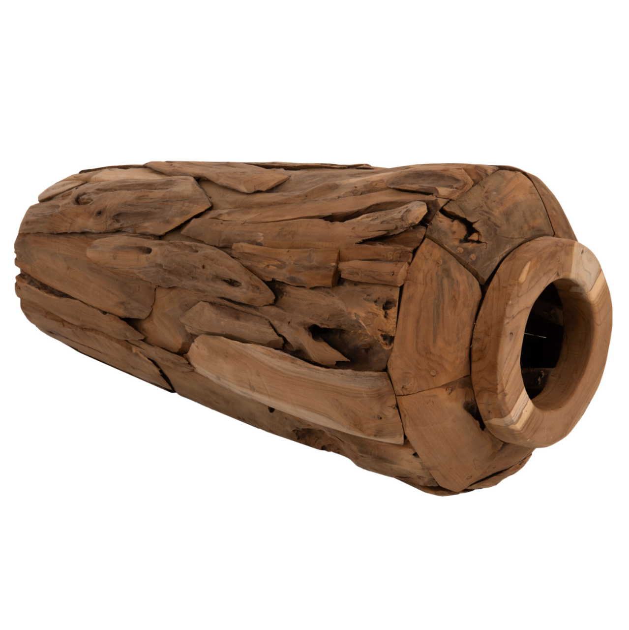 DECORATIVE FLOOR VASE ZENIA HM7920 RECYCLED TEAK WOOD PIECES IN NATURAL COLOR Φ40x80Hcm. [4]