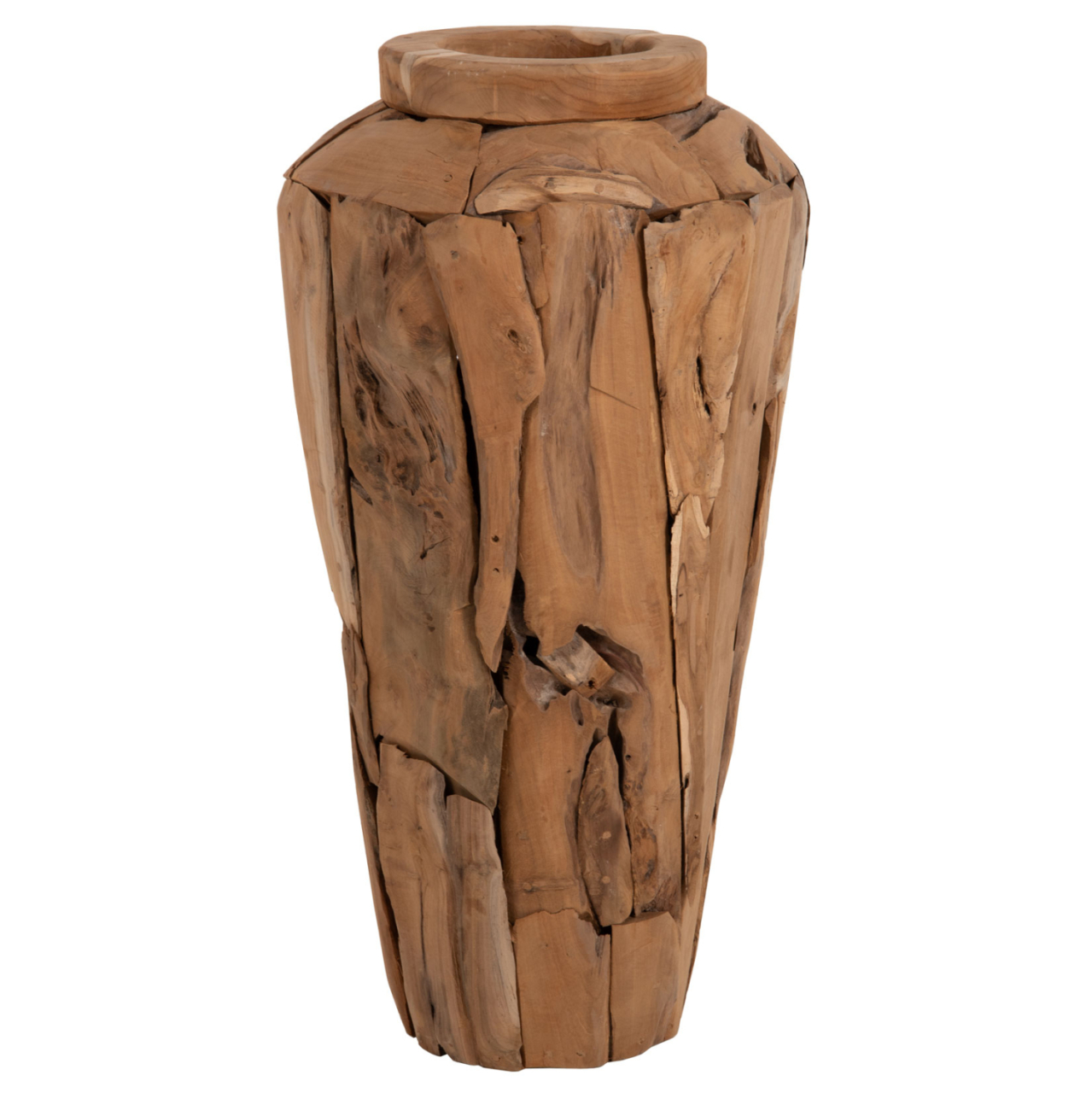 DECORATIVE FLOOR VASE ZENIA HM7920 RECYCLED TEAK WOOD PIECES IN NATURAL COLOR Φ40x80Hcm. [3]
