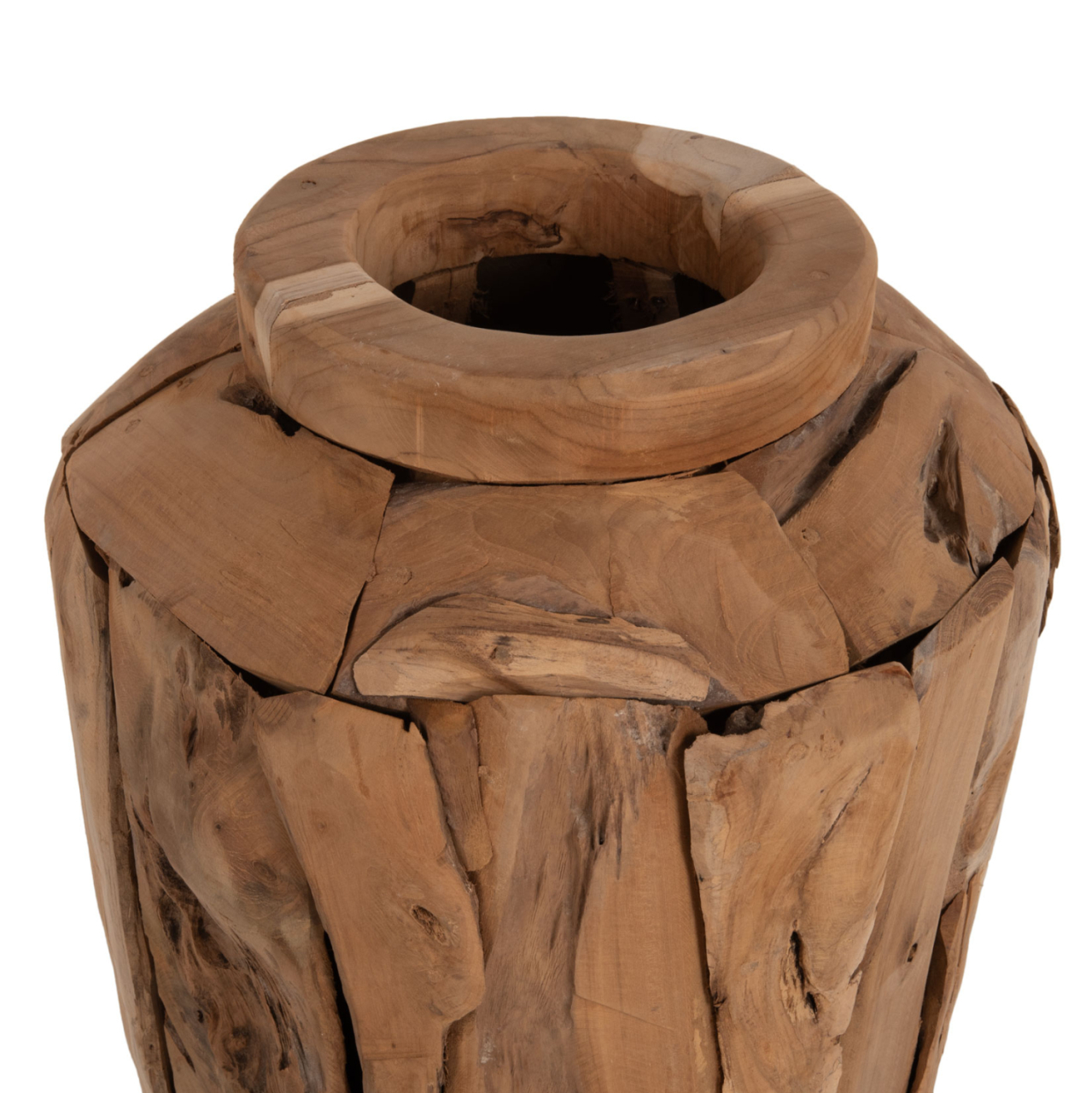 DECORATIVE FLOOR VASE ZENIA HM7920 RECYCLED TEAK WOOD PIECES IN NATURAL COLOR Φ40x80Hcm. [5]