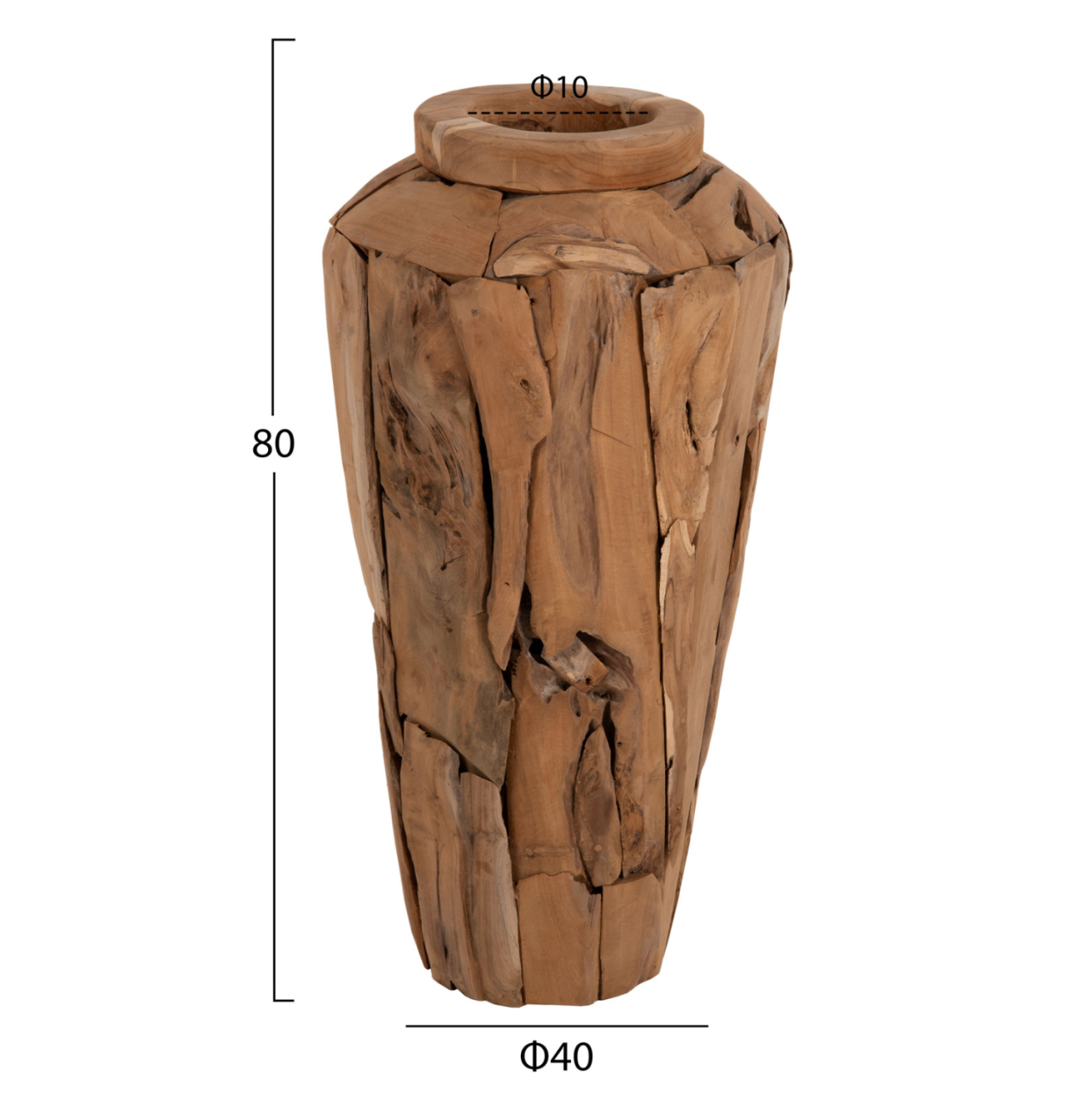 DECORATIVE FLOOR VASE ZENIA HM7920 RECYCLED TEAK WOOD PIECES IN NATURAL COLOR Φ40x80Hcm. [2]