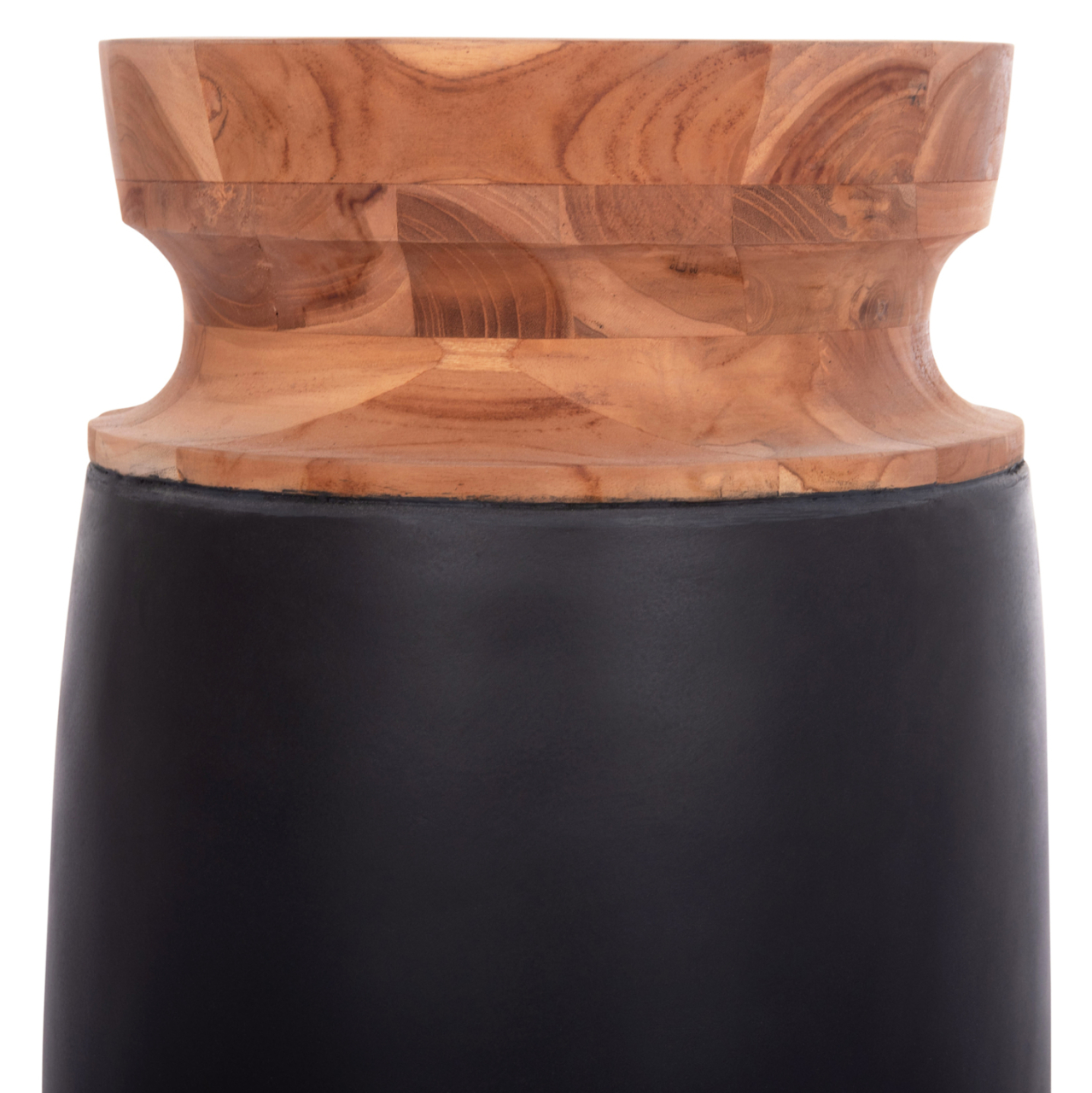 DECORATIVE FLOOR VASES 2PCS LINTER HM21140.01 FIBER CEMENT IN BLACK-TEAK WOOD 47H and 60Hcm. [5]