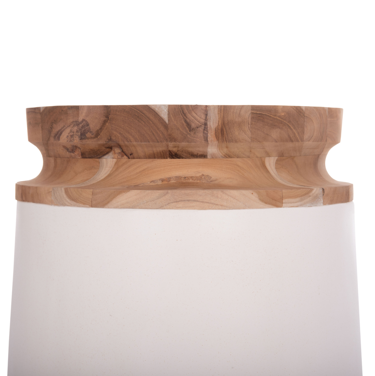 DECORATIVE FLOOR VASES 2PCS LINTER HM21140.02 FIBER CEMENT IN WHITE-TEAK WOOD 47H and 60Hcm. [6]