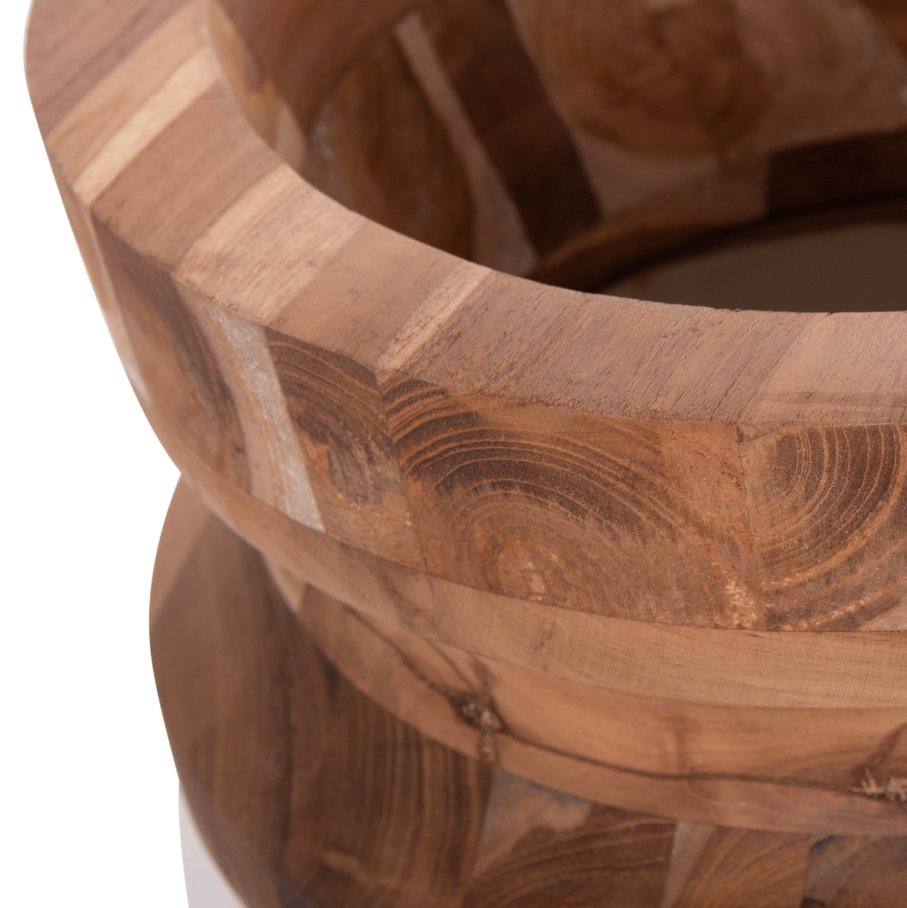 DECORATIVE FLOOR VASES 2PCS LINTER HM21140.02 FIBER CEMENT IN WHITE-TEAK WOOD 47H and 60Hcm. [7]