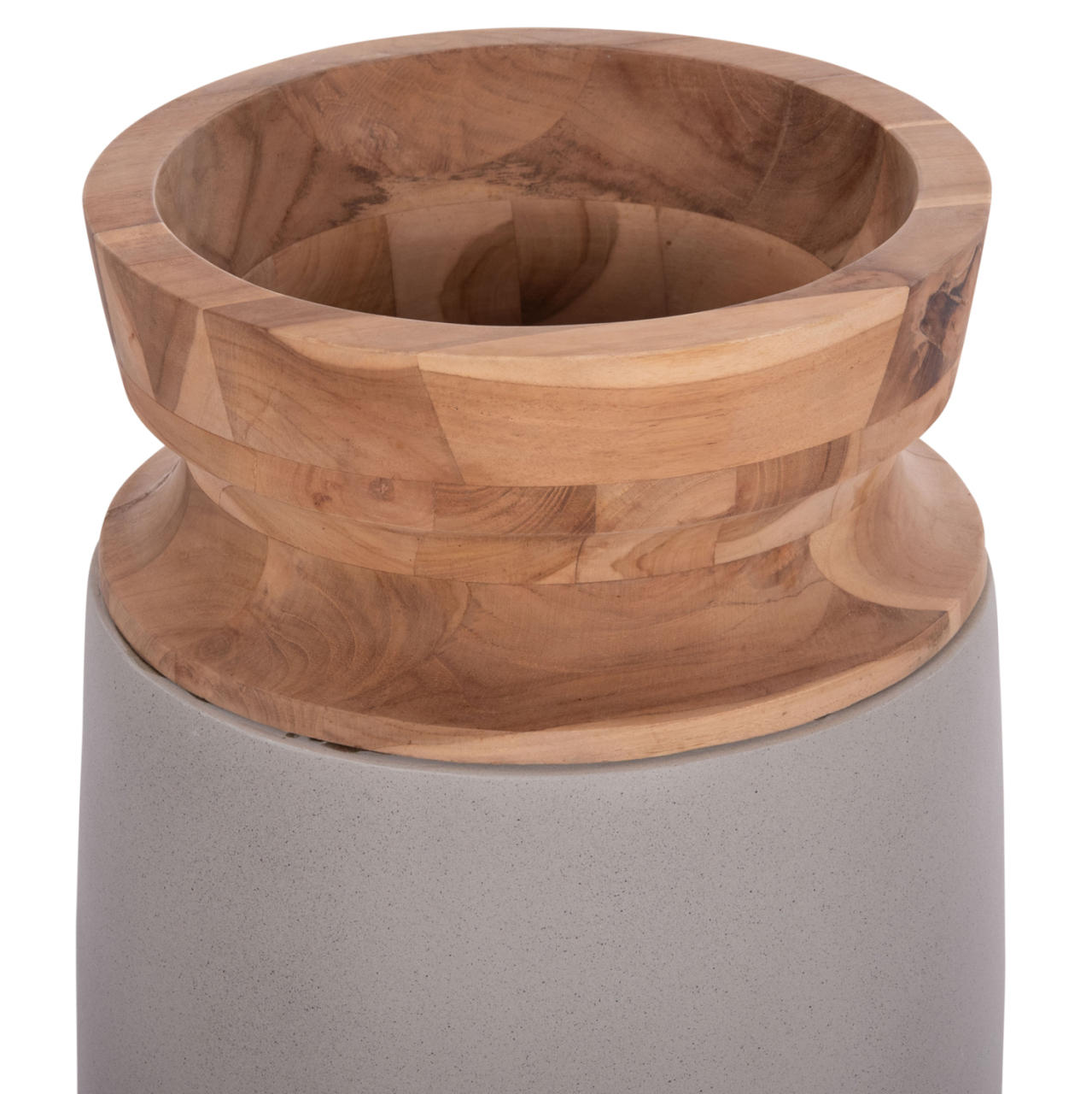 DECORATIVE FLOOR VASES 2PCS LINTER HM21140.03 FIBER CEMENT IN GREY-TEAK WOOD 47H and 60Hcm. [5]