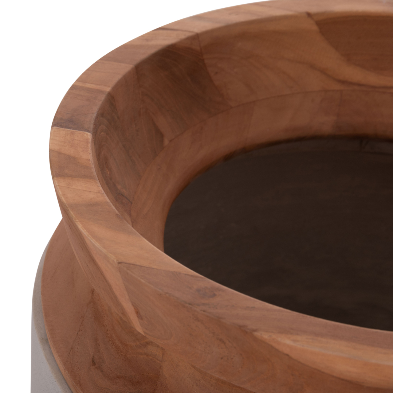 DECORATIVE FLOOR VASES 2PCS LINTER HM21140.03 FIBER CEMENT IN GREY-TEAK WOOD 47H and 60Hcm. [7]