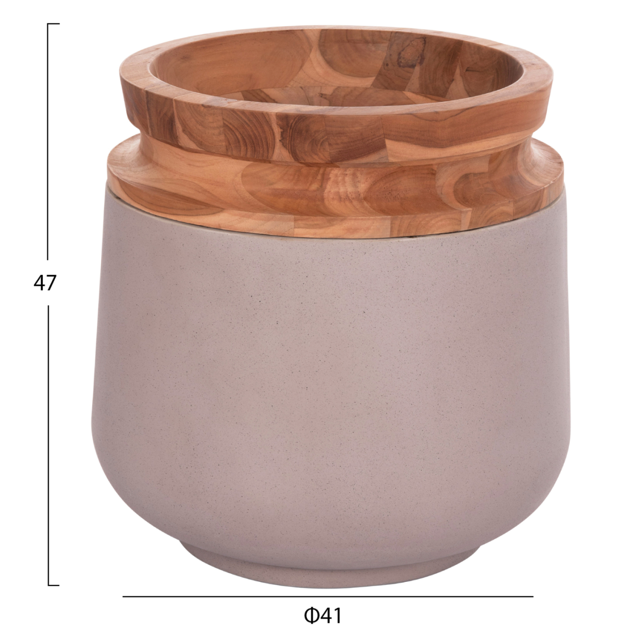 DECORATIVE FLOOR VASES 2PCS LINTER HM21140.04 FIBER CEMENT IN TAUPE-TEAK WOOD 47H and 60Hcm. [2]