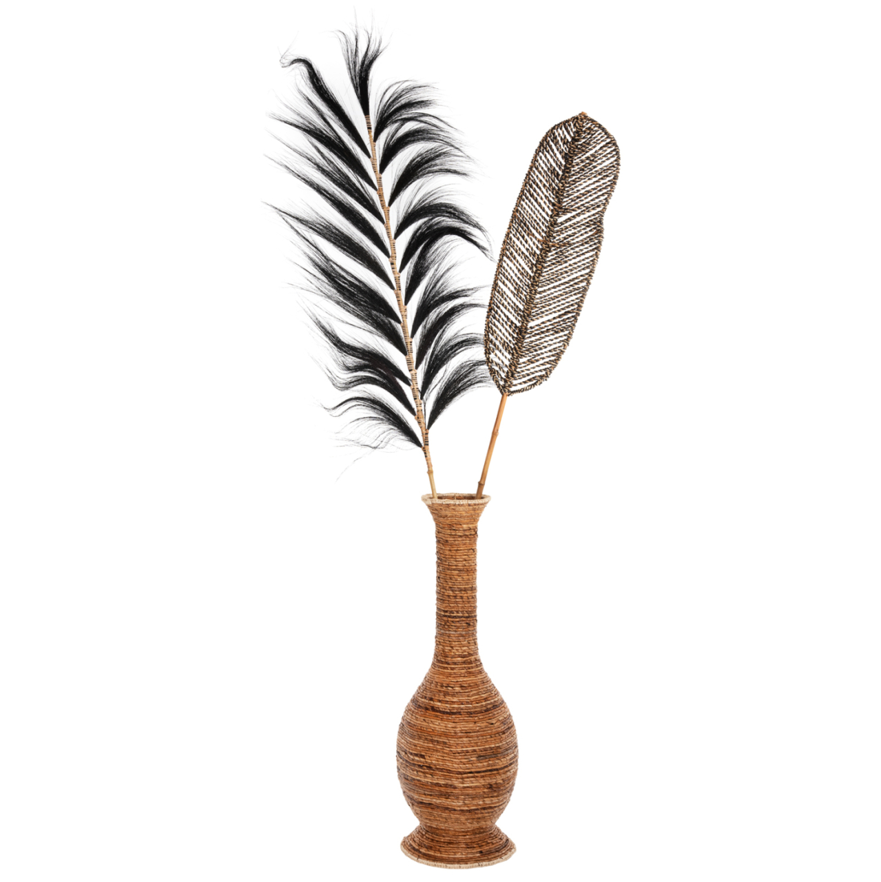 DECORATIVE LEAF HM7823.02 MADE OF BAMBOO AND SEAGRASS BLACK NATURAL 30x200x3Hcm. [7]