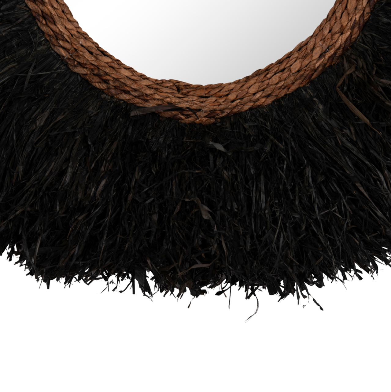 DECORATIVE ROUND WALL MIRROR BRENNO HM4713 BANANA FIBERS IN BLACK Φ80cm. [5]