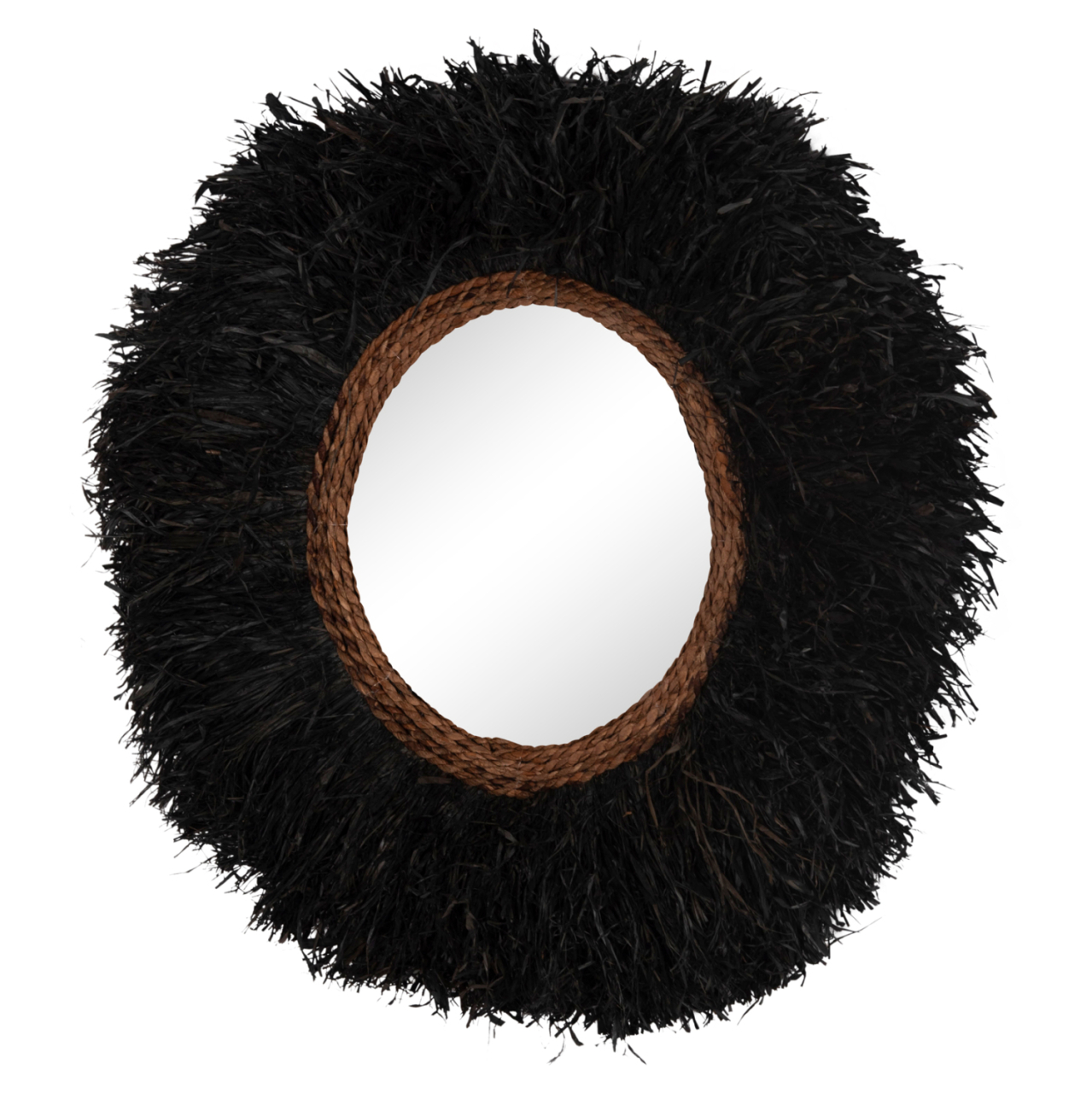 DECORATIVE ROUND WALL MIRROR BRENNO HM4713 BANANA FIBERS IN BLACK Φ80cm. [7]
