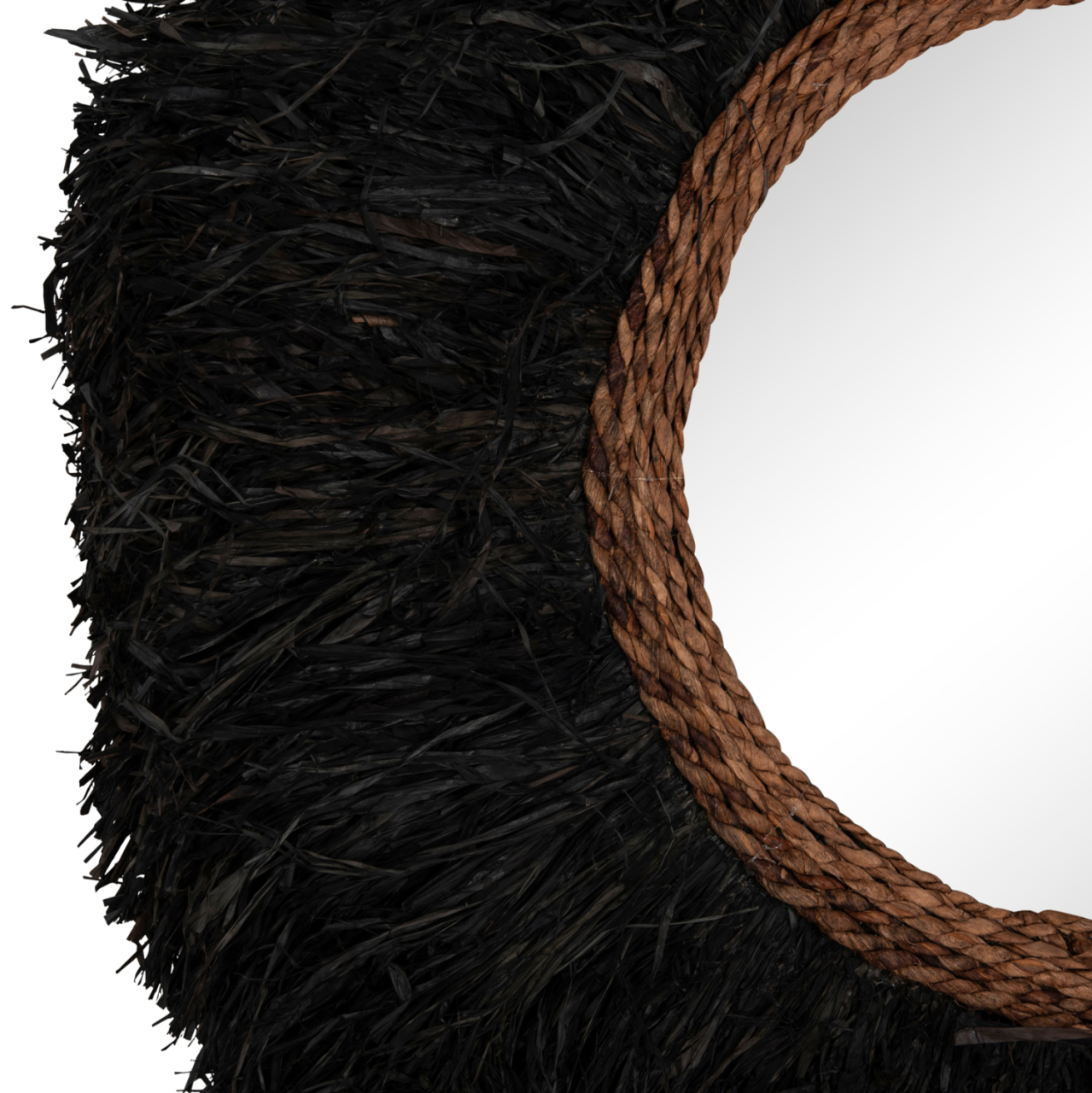 DECORATIVE ROUND WALL MIRROR BRENNO HM4713 BANANA FIBERS IN BLACK Φ80cm. [6]