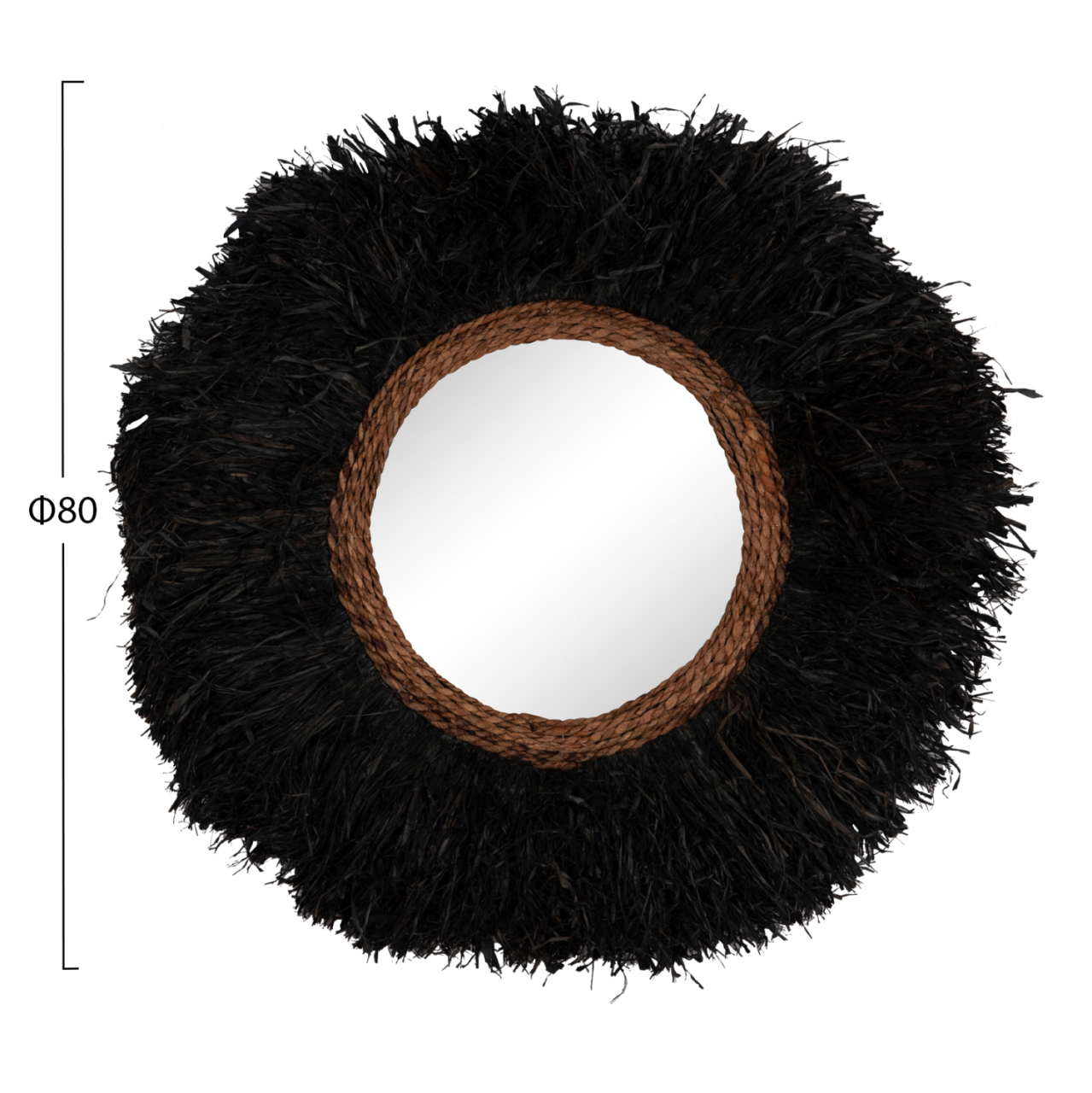 DECORATIVE ROUND WALL MIRROR BRENNO HM4713 BANANA FIBERS IN BLACK Φ80cm. [2]