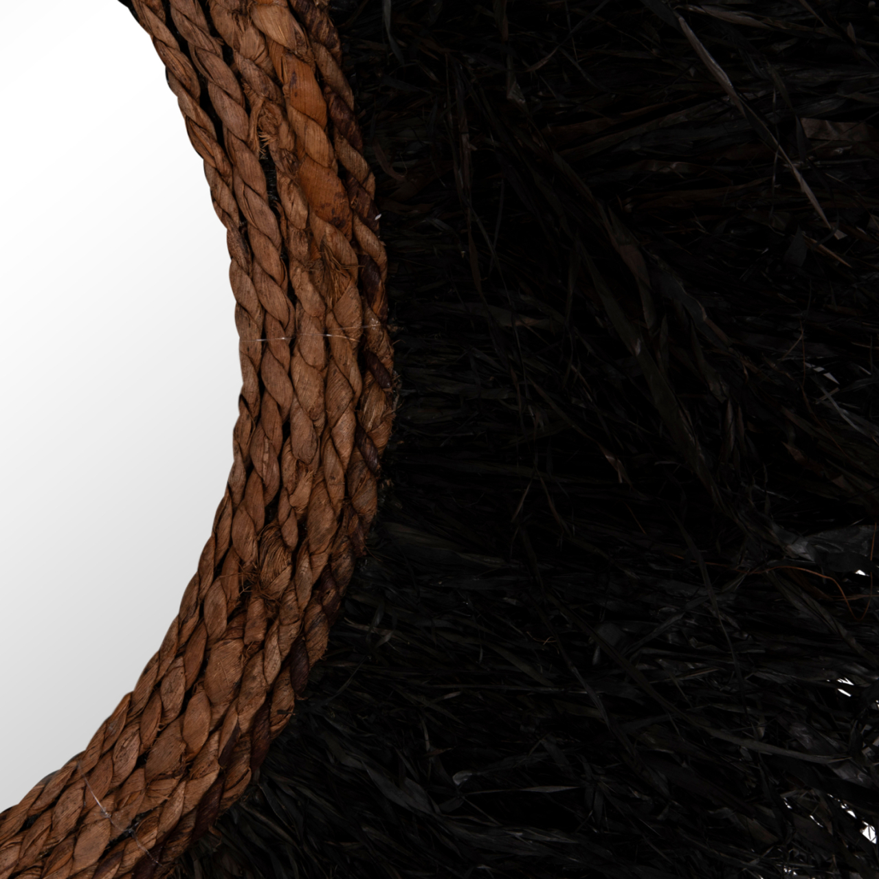 DECORATIVE ROUND WALL MIRROR BRENNO HM4713 BANANA FIBERS IN BLACK Φ80cm. [4]