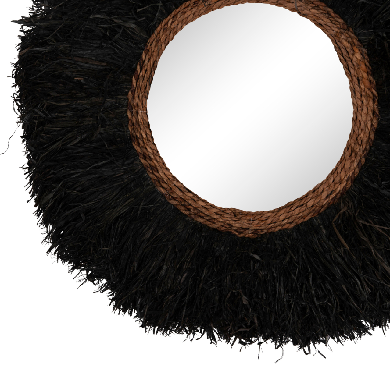DECORATIVE ROUND WALL MIRROR BRENNO HM4713 BANANA FIBERS IN BLACK Φ80cm. [3]
