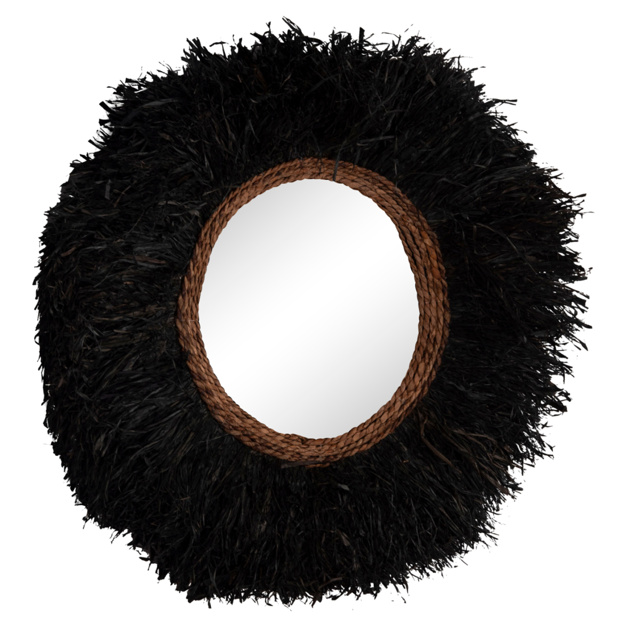 DECORATIVE ROUND WALL MIRROR BRENNO HM4713 BANANA FIBERS IN BLACK Φ80cm. [8]