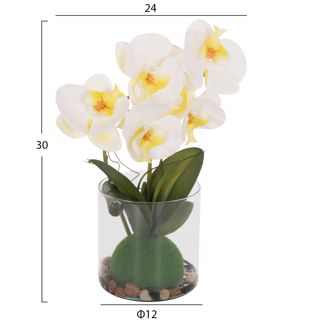 DECORATIVE SYNTHETIC PLANT HM4738 PHALAENOPSIS FLOWER IN GLASS POT 12x24x30Hcm. [2]