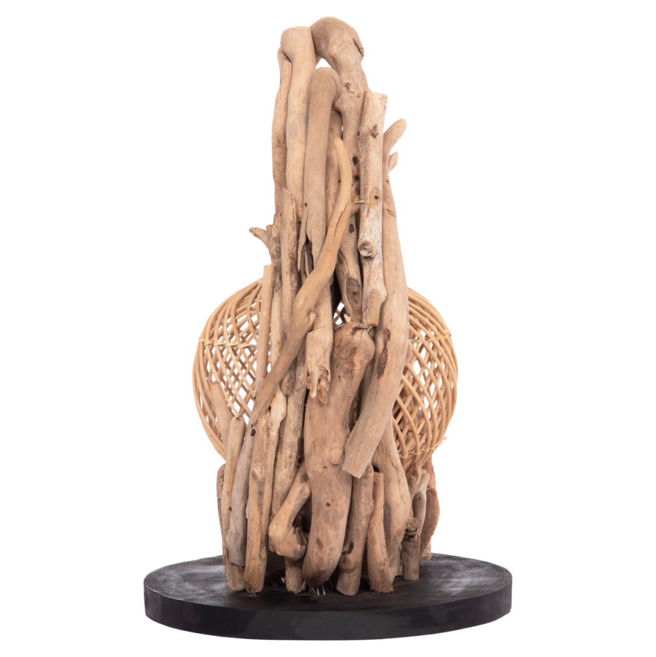 DECORATIVE TABLE LAMP ASHIN HM4438 DRIFTWOOD and RATTAN 30x30x49Hcm. [5]