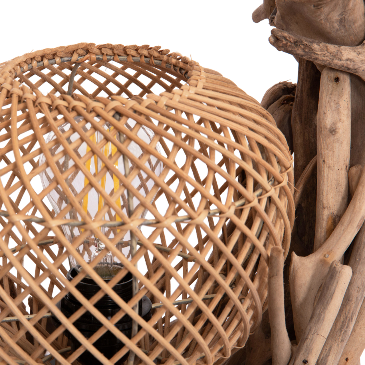 DECORATIVE TABLE LAMP ASHIN HM4438 DRIFTWOOD and RATTAN 30x30x49Hcm. [6]