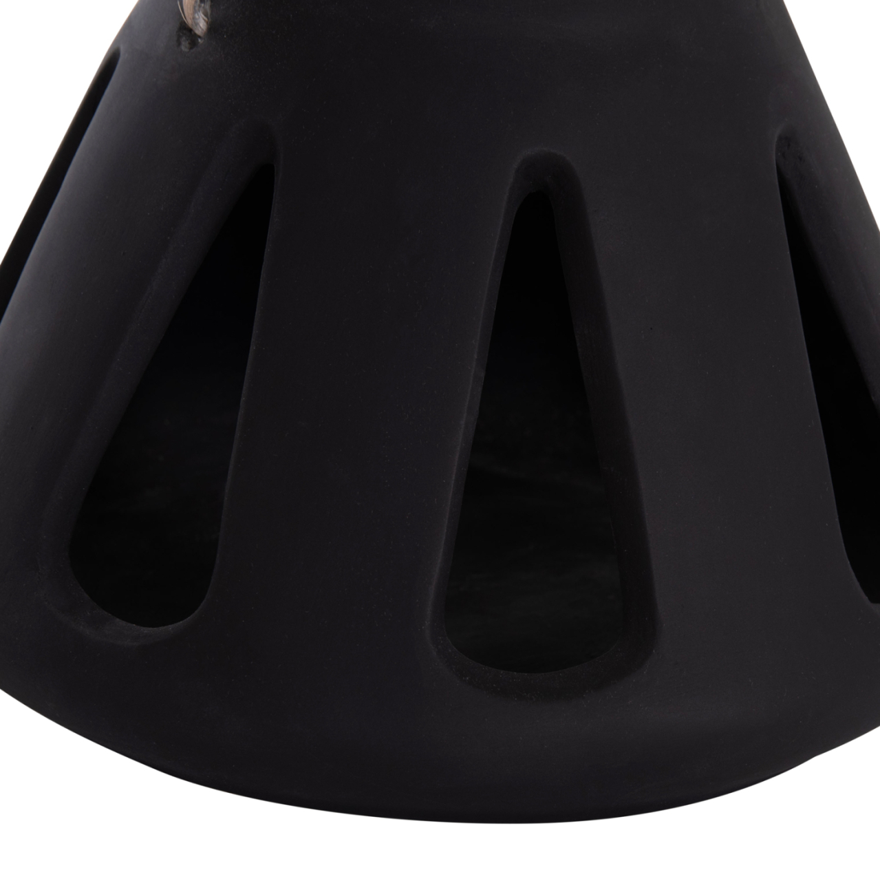 DECORATIVE TABLE LANTERN ERANTYL HM4696.01S BLACK FIBER CEMENT and RATTAN HANDLE Φ25x17Hcm [10]