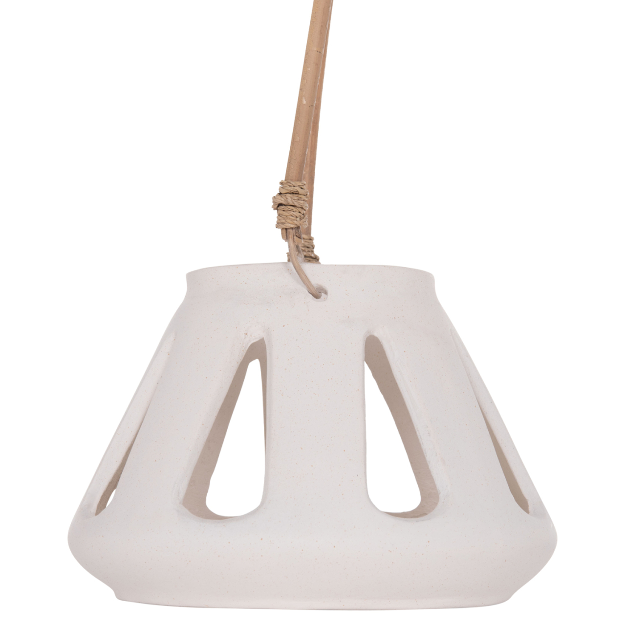 DECORATIVE TABLE LANTERN ERANTYL HM4696.02S WHITE FIBER CEMENT and RATTAN HANDLE Φ25x17Hcm [9]