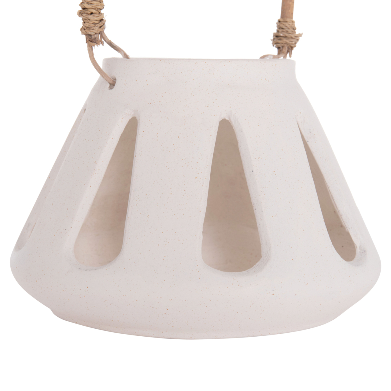 DECORATIVE TABLE LANTERN ERANTYL HM4696.02S WHITE FIBER CEMENT and RATTAN HANDLE Φ25x17Hcm [8]