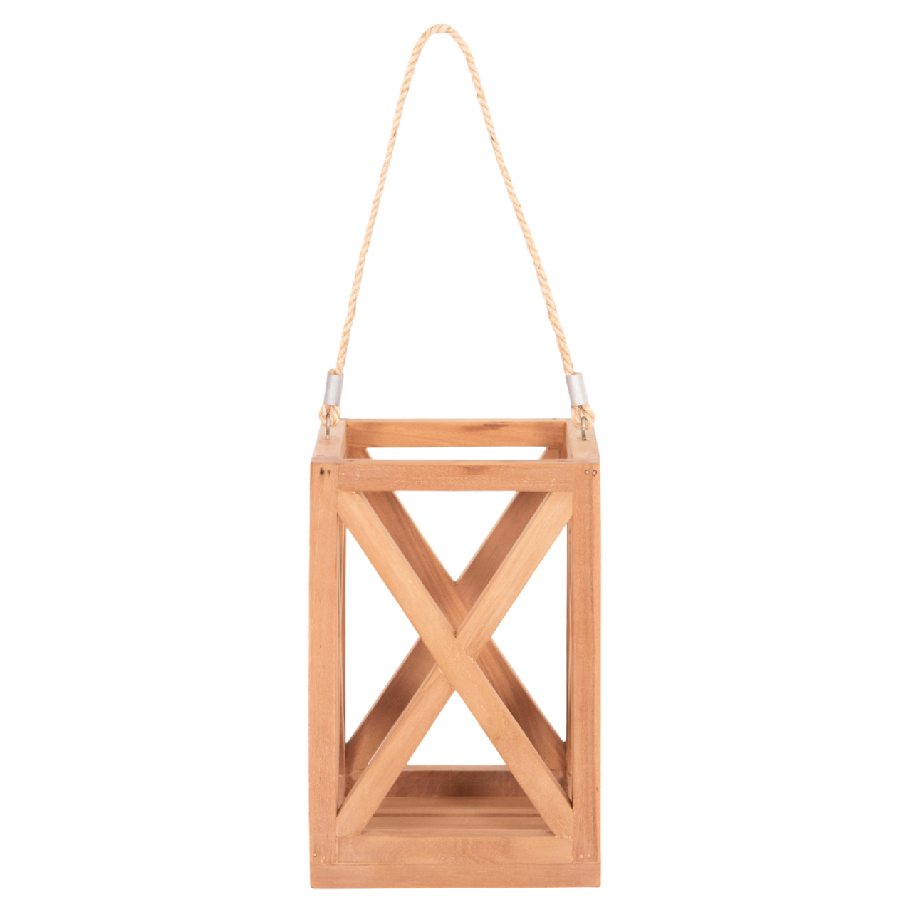 DECORATIVE TABLE LANTERN FOR CANDLES FENT HM4581 TEAK WOOD IN NATURAL 20x20x30-58Hcm. [3]
