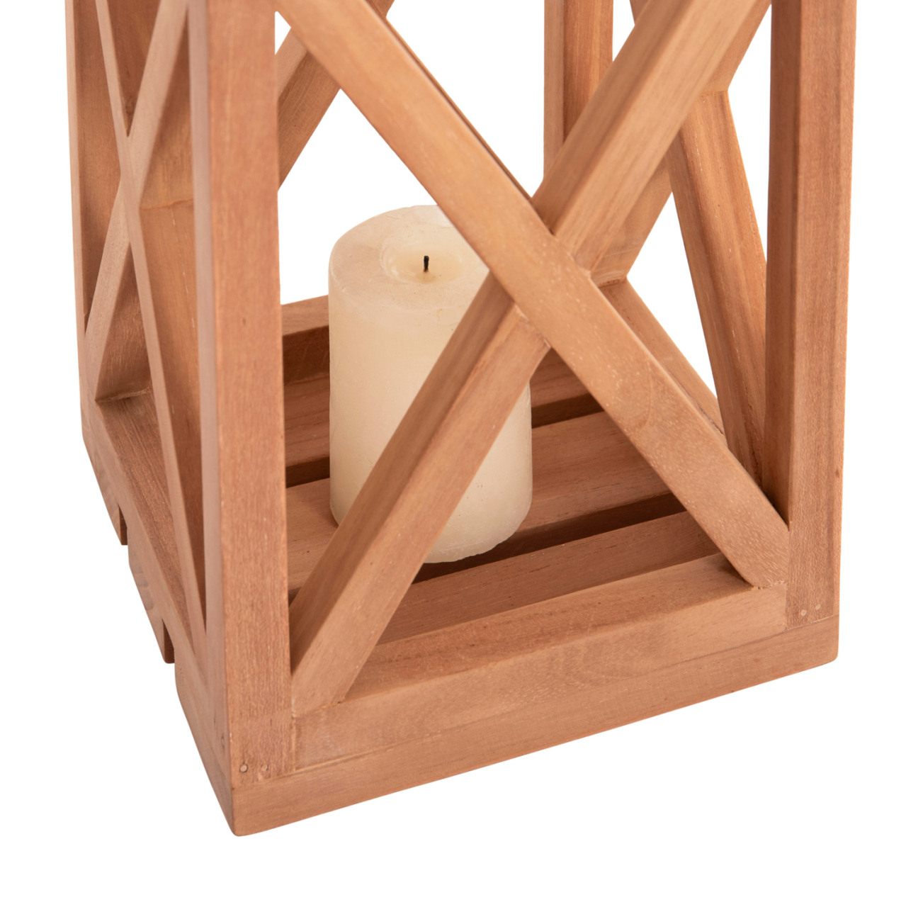 DECORATIVE TABLE LANTERN FOR CANDLES FENT HM4581 TEAK WOOD IN NATURAL 20x20x30-58Hcm. [5]