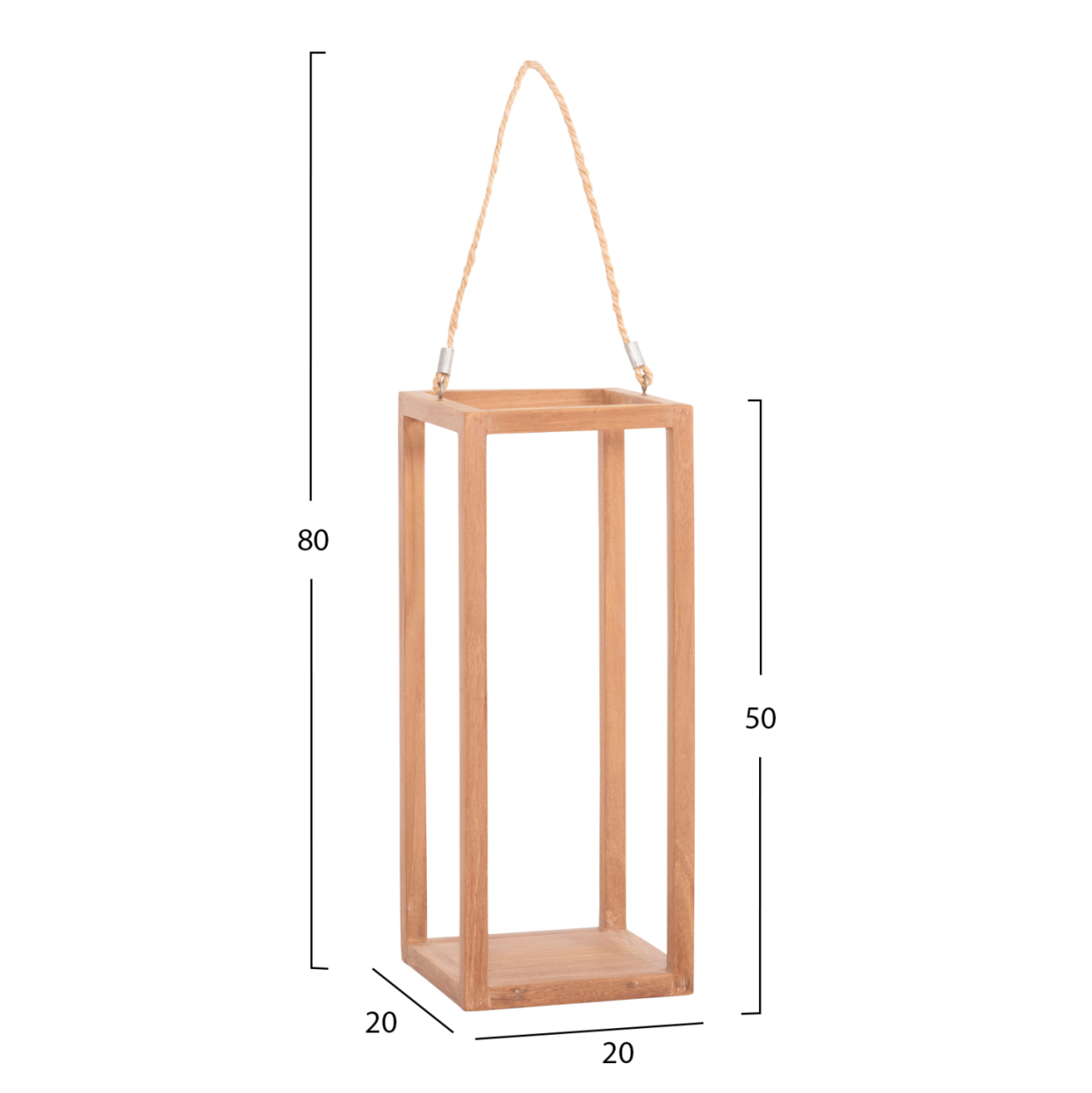 DECORATIVE TABLE LANTERN FOR CANDLES FENT HM4582 TEAK WOOD IN NATURAL 20x20x50-80Hcm. [2]