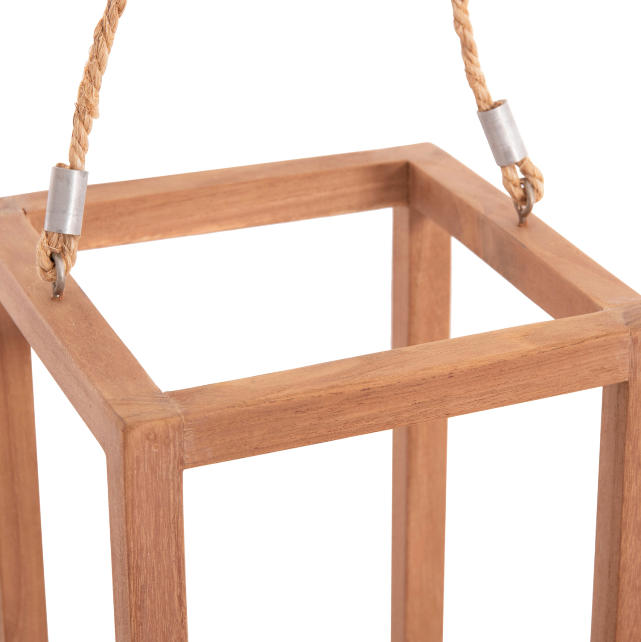 DECORATIVE TABLE LANTERN FOR CANDLES FENT HM4582 TEAK WOOD IN NATURAL 20x20x50-80Hcm. [4]