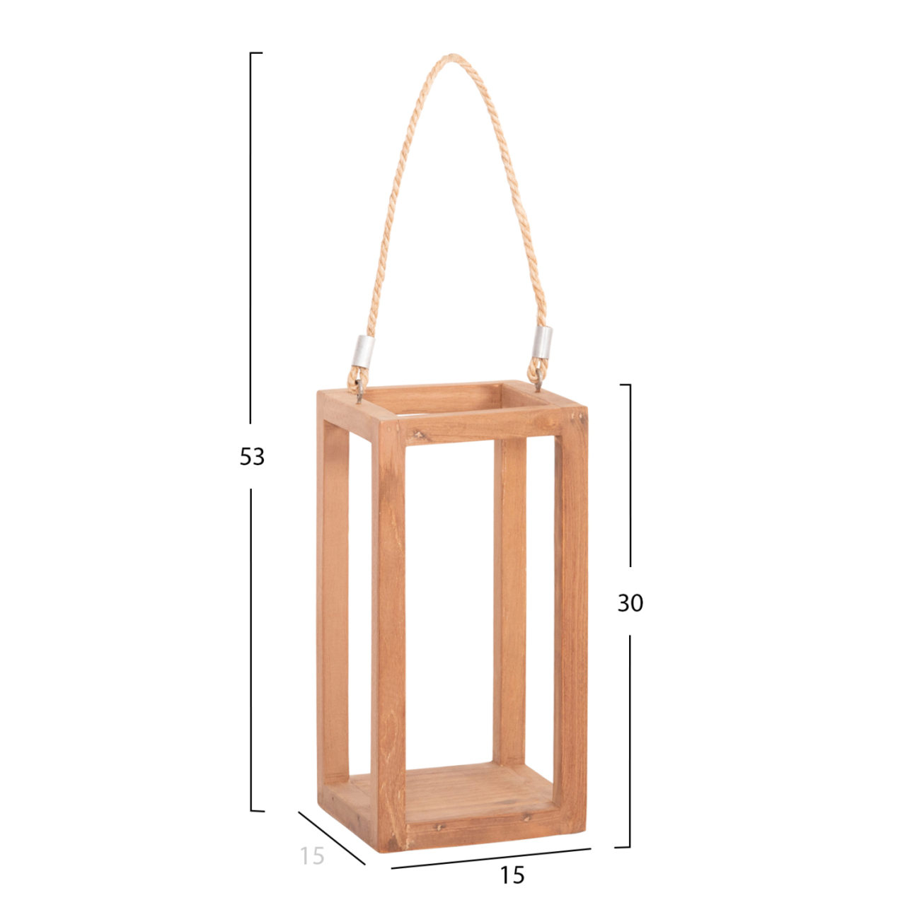 DECORATIVE TABLE LANTERN FOR CANDLES FENT HM4583 TEAK WOOD IN NATURAL 15x15x30-53Hcm. [2]