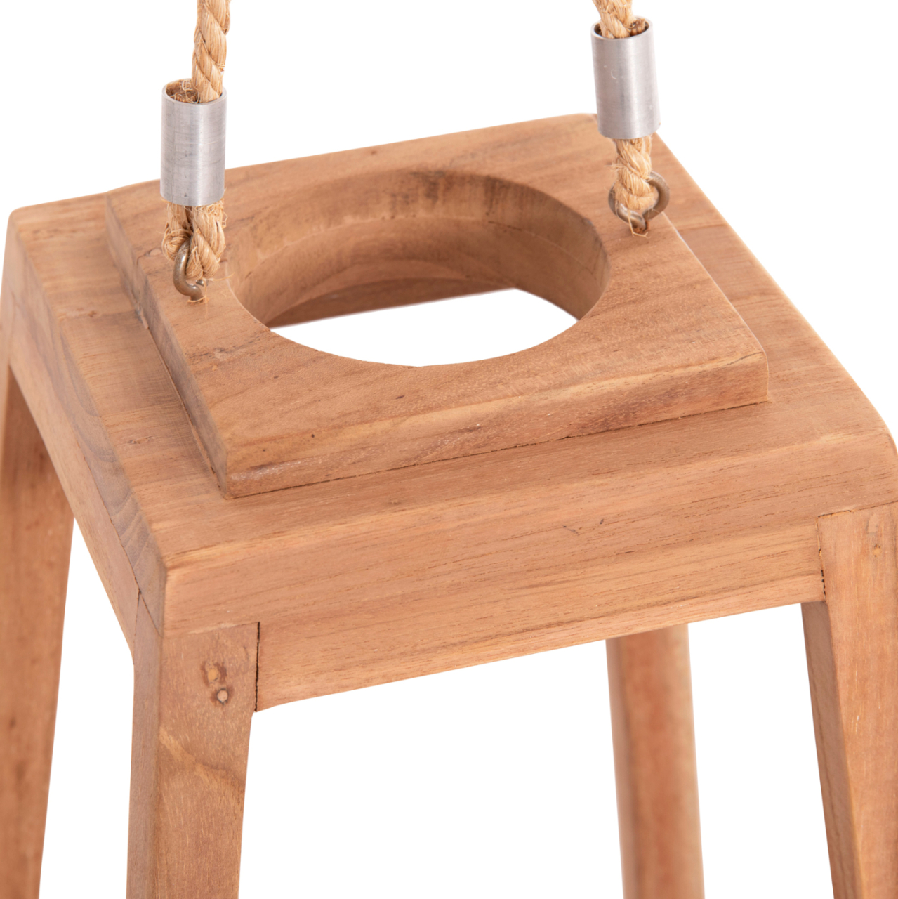 DECORATIVE TABLE LANTERN FOR CANDLES RAMI HM4584 TEAK WOOD IN NATURAL 25x25x39-67Hcm. [4]