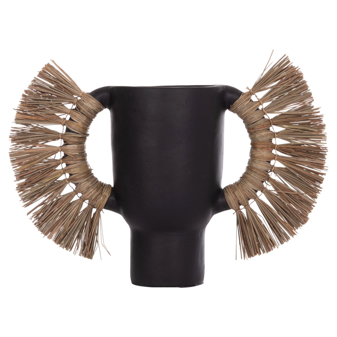 DECORATIVE TABLE VASE ALICA HM4668.01L TERRACOTA IN BLACK COLOR and GRASS--64x22x38Hcm. [3]