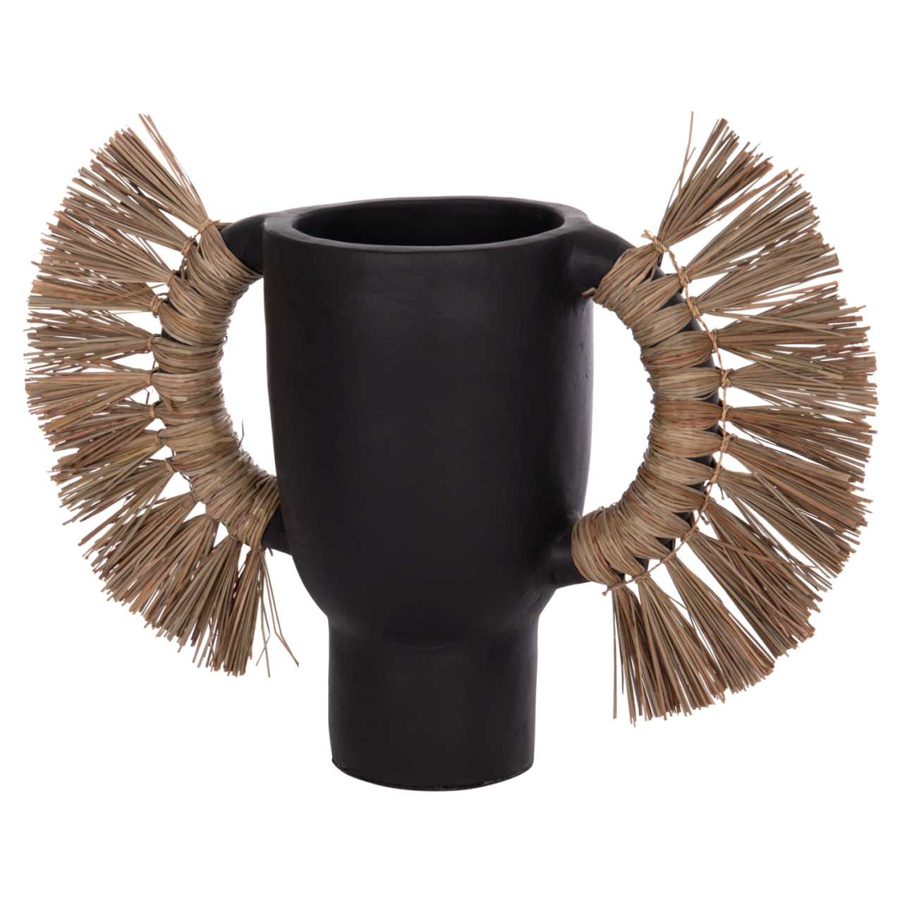 DECORATIVE TABLE VASE ALICA HM4668.01L TERRACOTA IN BLACK COLOR and GRASS--64x22x38Hcm. [7]