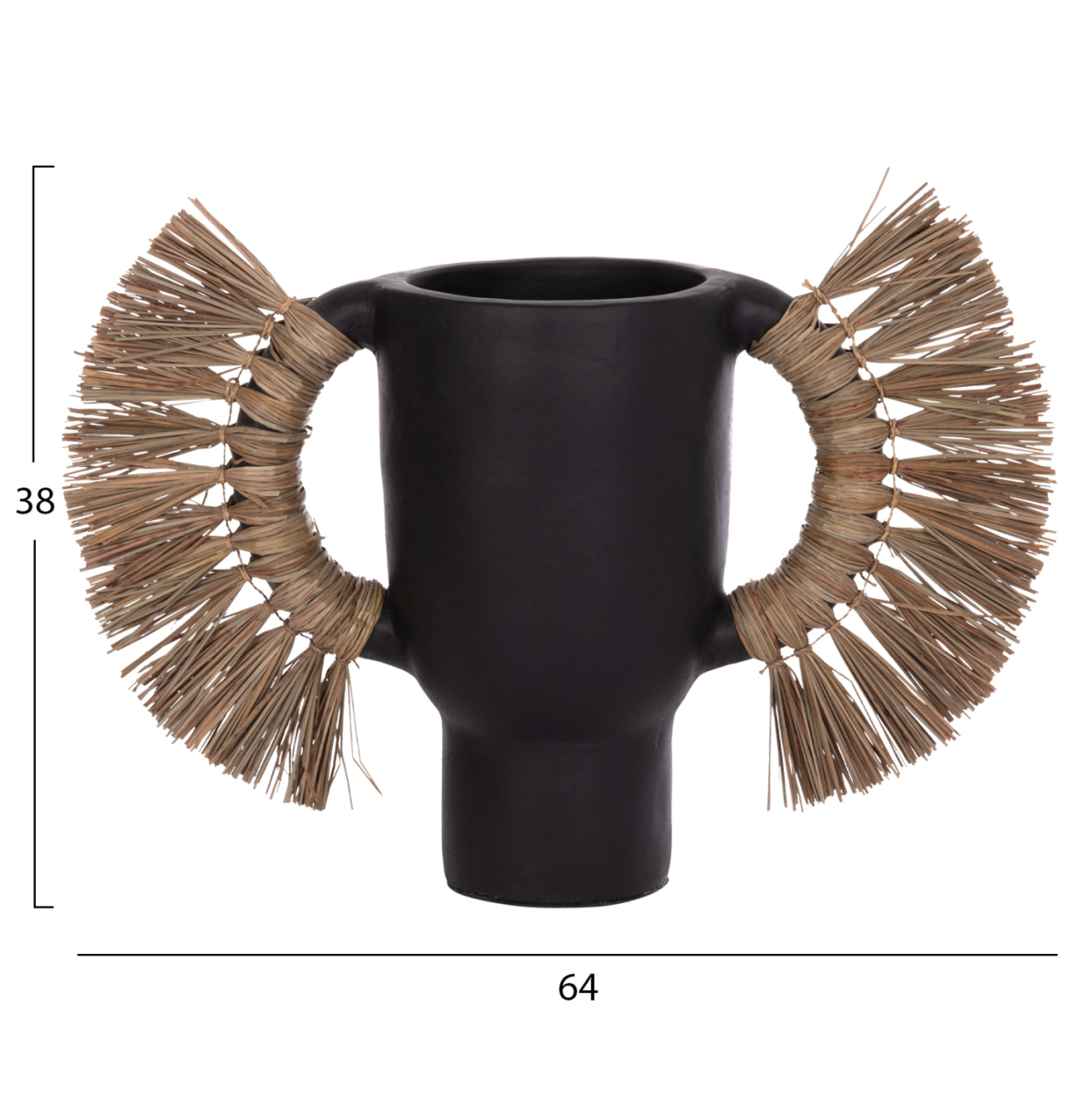 DECORATIVE TABLE VASE ALICA HM4668.01L TERRACOTA IN BLACK COLOR and GRASS--64x22x38Hcm. [2]