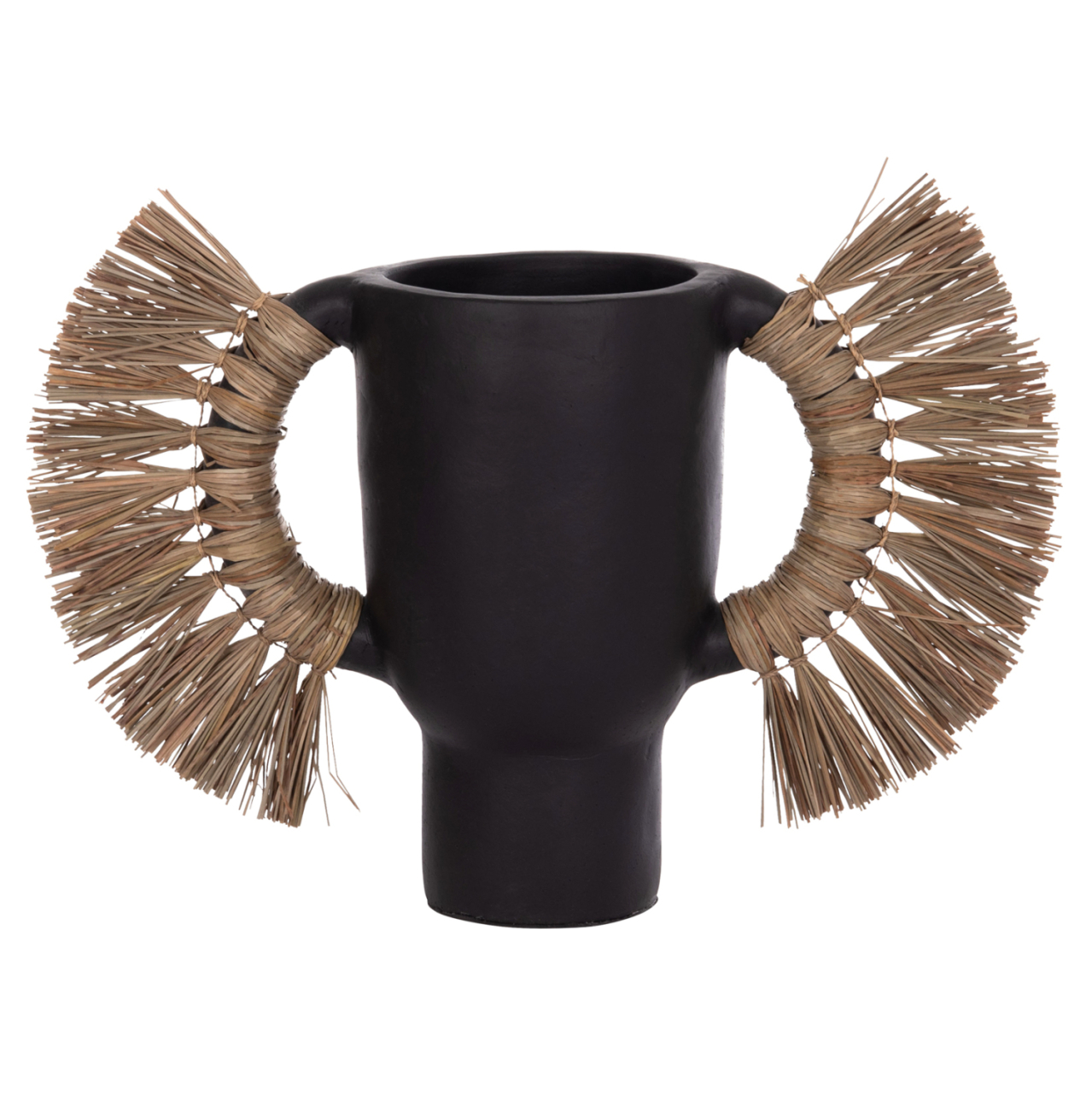 DECORATIVE TABLE VASE ALICA HM4668.01L TERRACOTA IN BLACK COLOR and GRASS--64x22x38Hcm. [1]