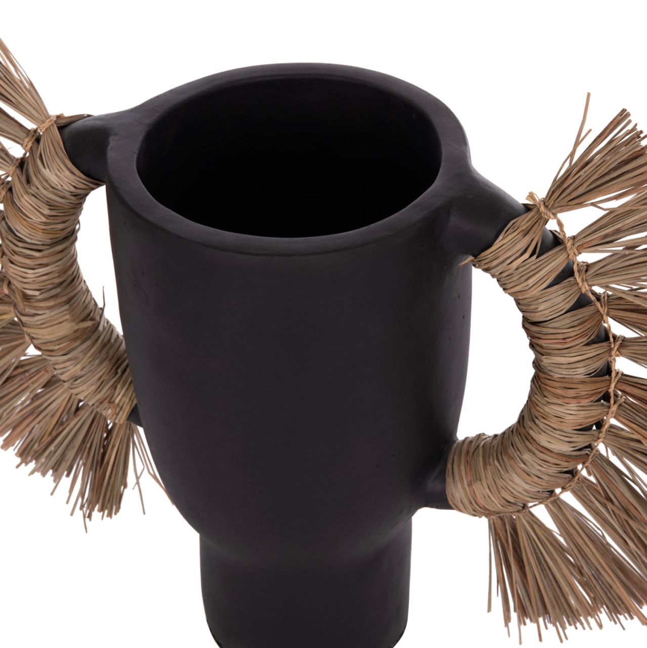 DECORATIVE TABLE VASE ALICA HM4668.01L TERRACOTA IN BLACK COLOR and GRASS--64x22x38Hcm. [8]