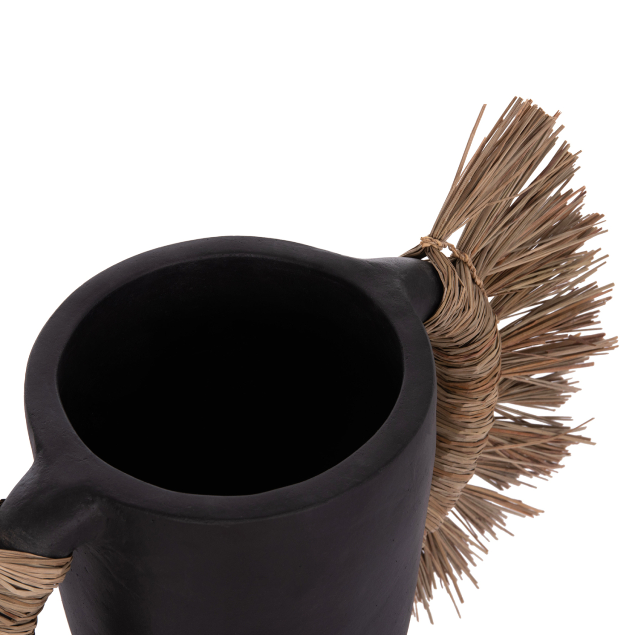 DECORATIVE TABLE VASE ALICA HM4668.01L TERRACOTA IN BLACK COLOR and GRASS--64x22x38Hcm. [4]