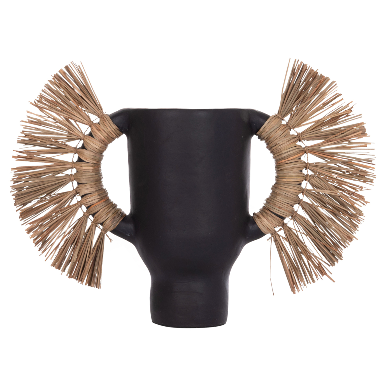 DECORATIVE TABLE VASE ALICA HM4668.01S TERRACOTA IN BLACK COLOR and GRASS--55x19x34Hcm. [3]