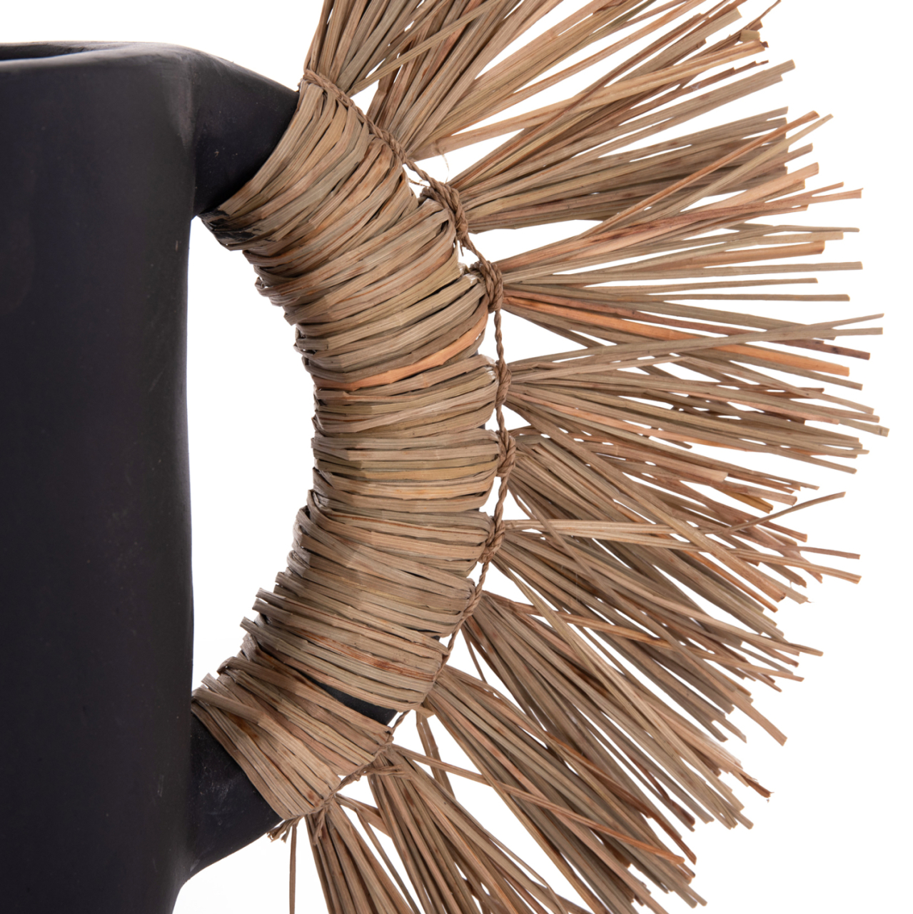 DECORATIVE TABLE VASE ALICA HM4668.01S TERRACOTA IN BLACK COLOR and GRASS--55x19x34Hcm. [5]