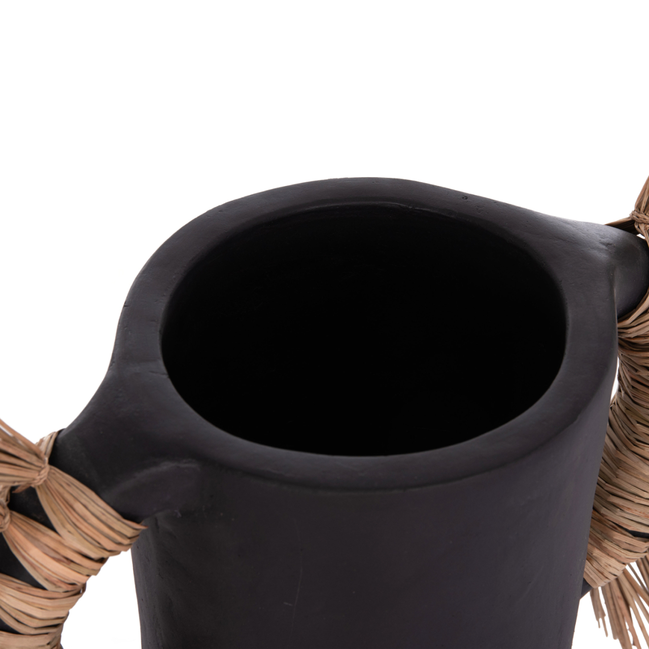 DECORATIVE TABLE VASE ALICA HM4668.01S TERRACOTA IN BLACK COLOR and GRASS--55x19x34Hcm. [7]