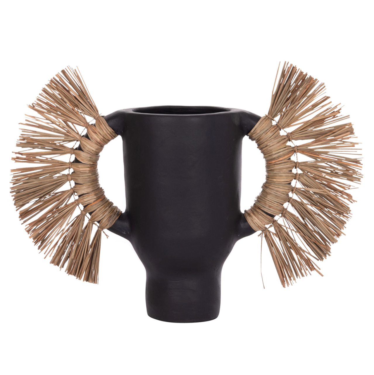 DECORATIVE TABLE VASE ALICA HM4668.01S TERRACOTA IN BLACK COLOR and GRASS--55x19x34Hcm. [1]