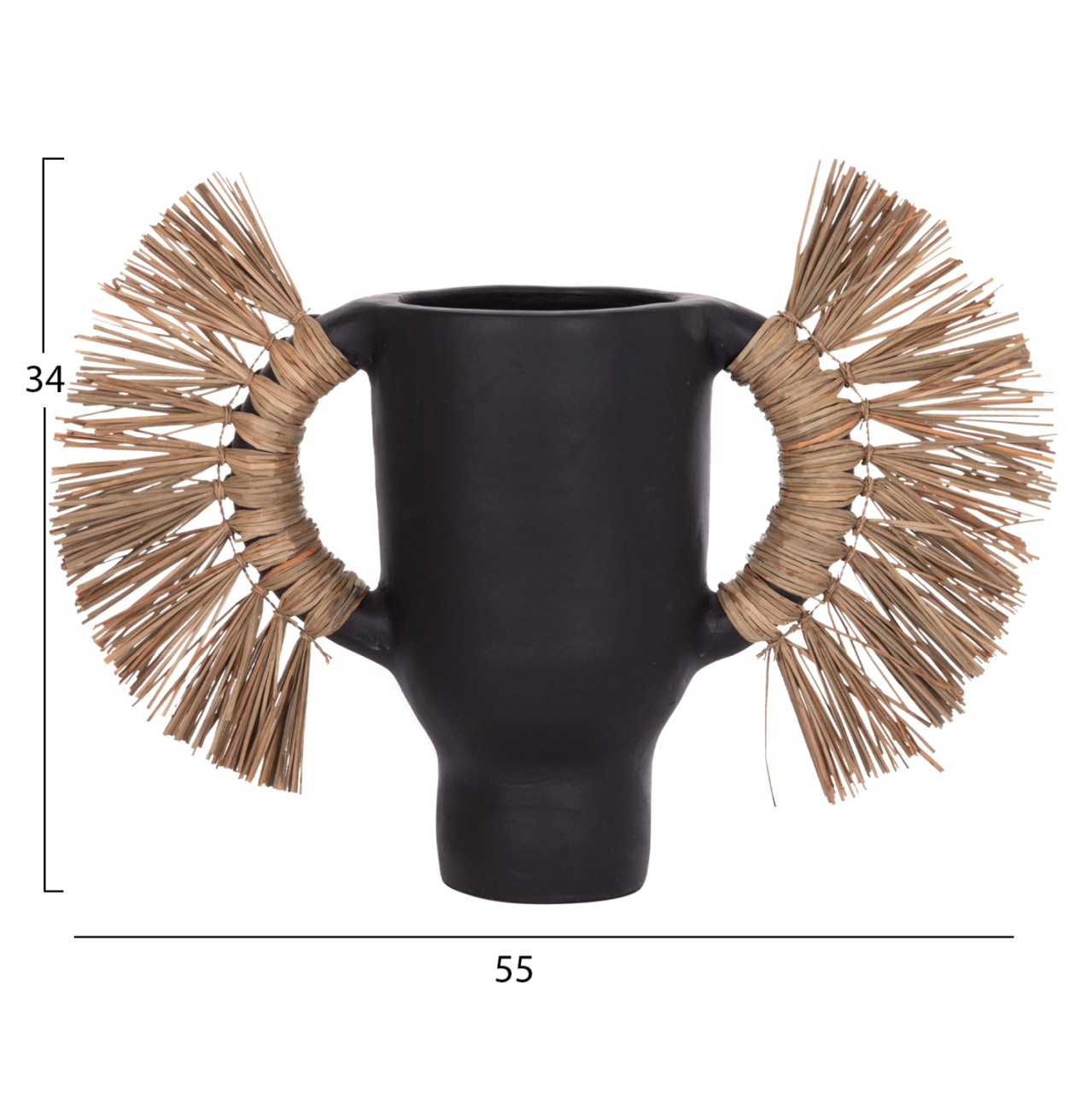 DECORATIVE TABLE VASE ALICA HM4668.01S TERRACOTA IN BLACK COLOR and GRASS--55x19x34Hcm. [2]