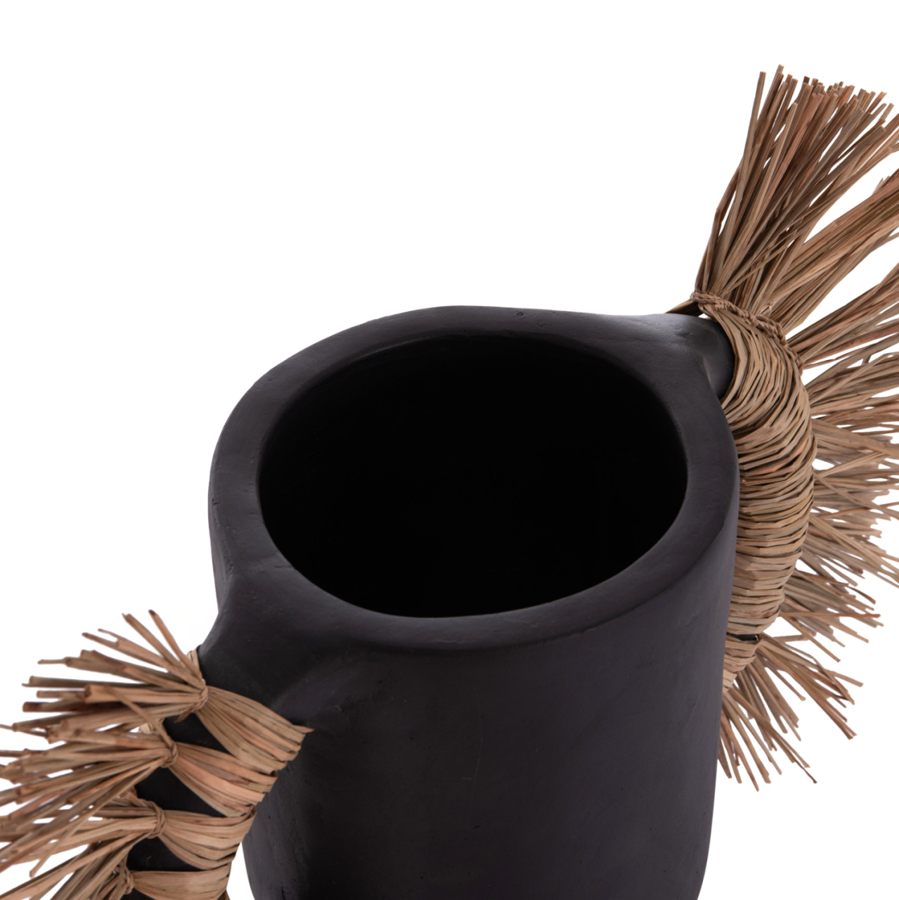 DECORATIVE TABLE VASE ALICA HM4668.01S TERRACOTA IN BLACK COLOR and GRASS--55x19x34Hcm. [4]