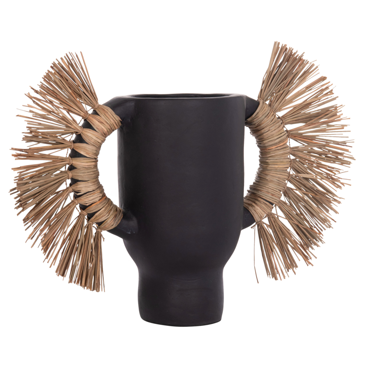 DECORATIVE TABLE VASE ALICA HM4668.01S TERRACOTA IN BLACK COLOR and GRASS--55x19x34Hcm. [6]