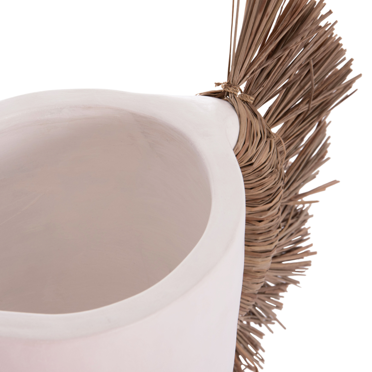 DECORATIVE TABLE VASE ALICA HM4668.02L TERRACOTA IN WHITE COLOR and GRASS--64x22x38Hcm. [8]
