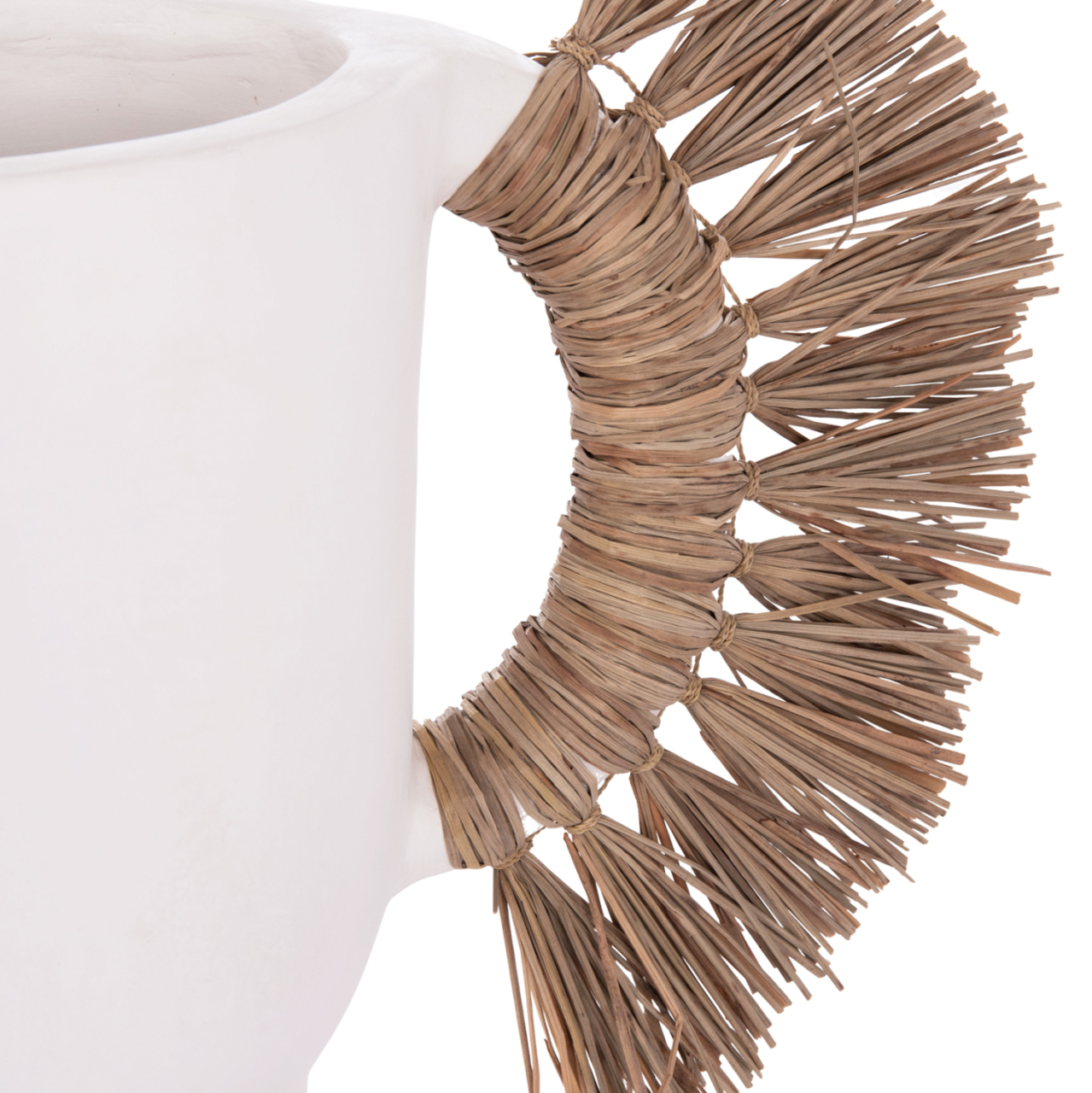 DECORATIVE TABLE VASE ALICA HM4668.02L TERRACOTA IN WHITE COLOR and GRASS--64x22x38Hcm. [6]